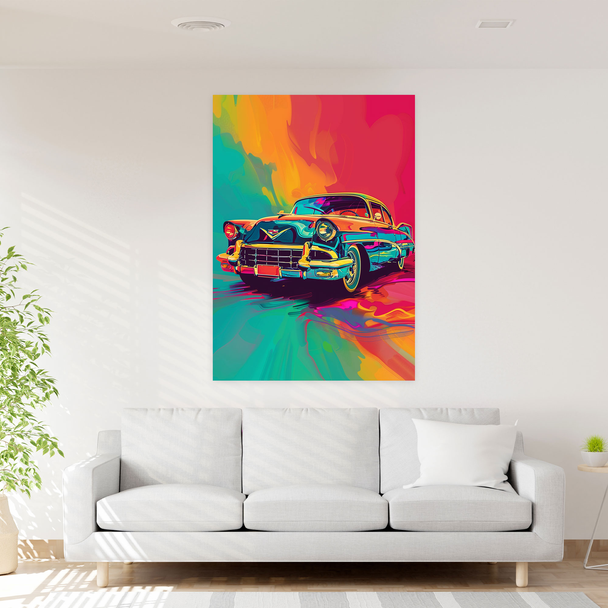 Andy Warhol Wall Art - Colorful Retro Car - Andy Warhol, Wall Art, Home Decoration, Andy Warhol