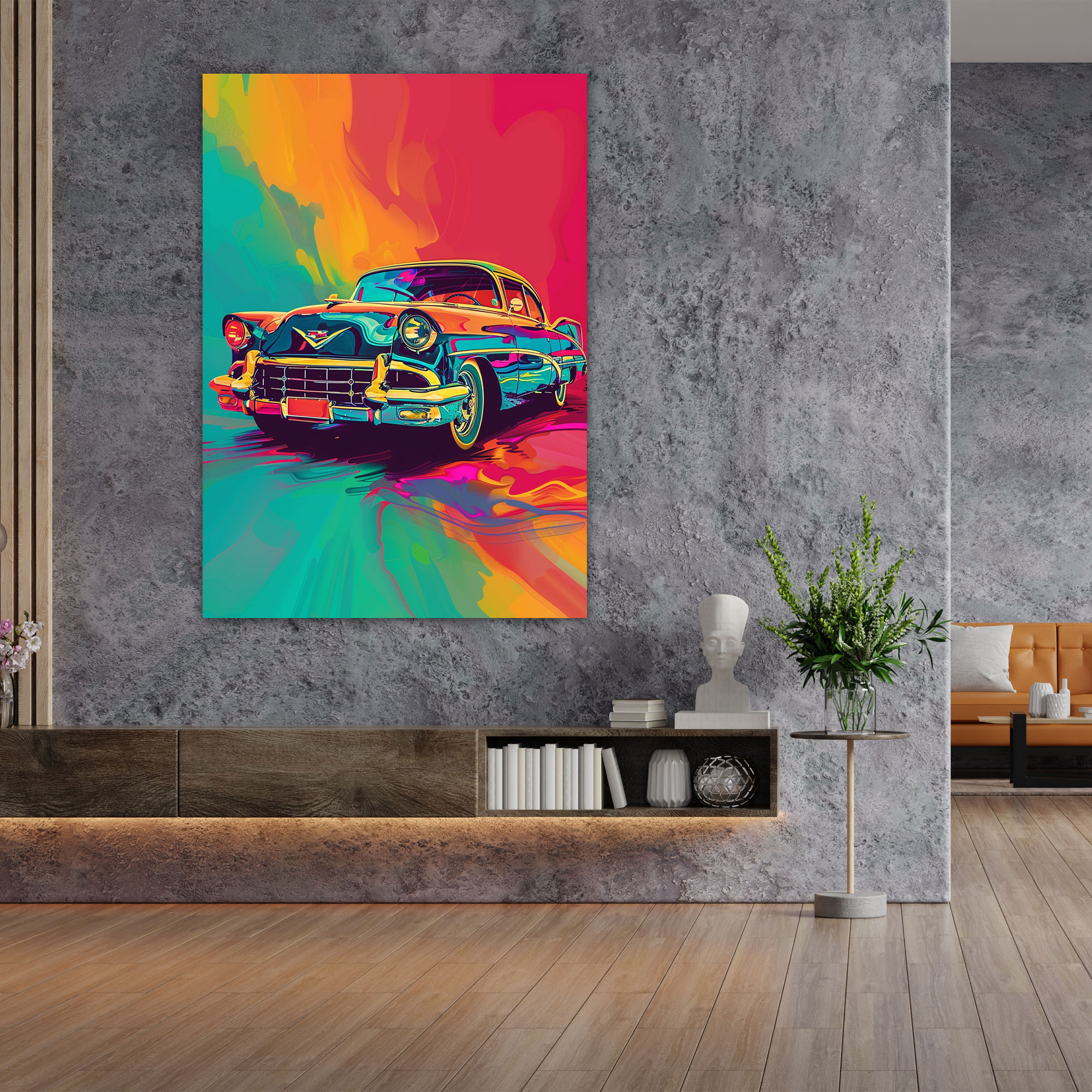 Andy Warhol Wall Art - Colorful Retro Car - Andy Warhol, Wall Art, Home Decoration, Andy Warhol