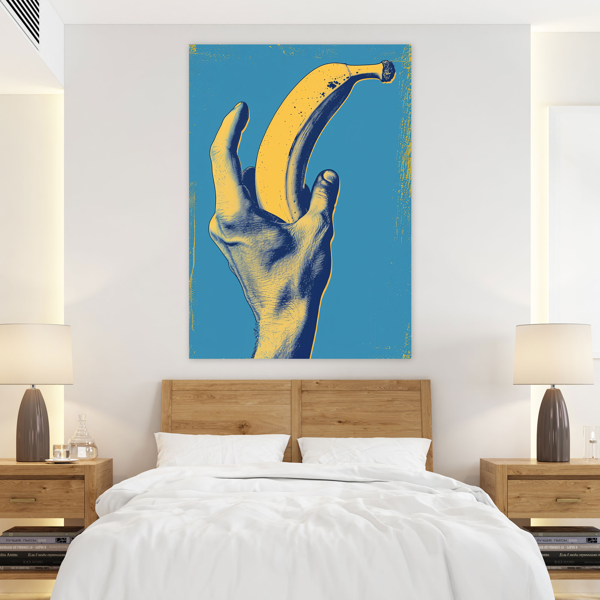 Andy Warhol Banana Wall Art - Andy Warhol, Wall Decoration, Banana, Blue Background
