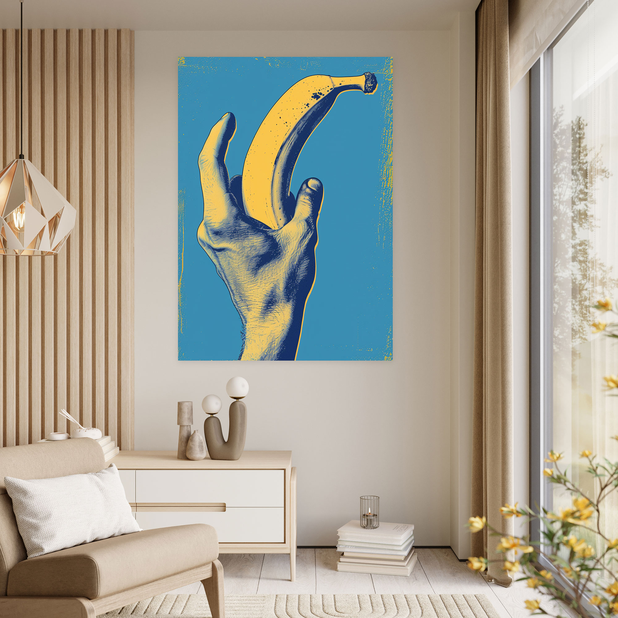 Andy Warhol Banana Wall Art - Andy Warhol, Wall Decoration, Banana, Blue Background