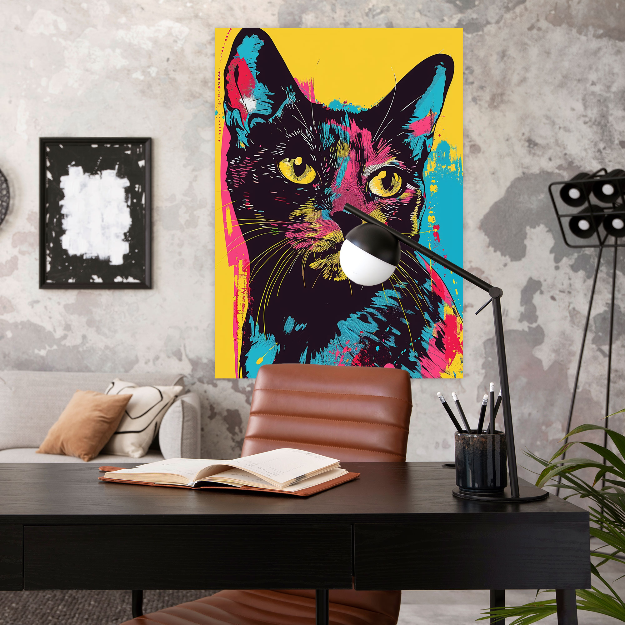 Andy Warhol Cat Canvas Print - Andy Warhol, Cat Illustration, Wall Decoration, Wall Art