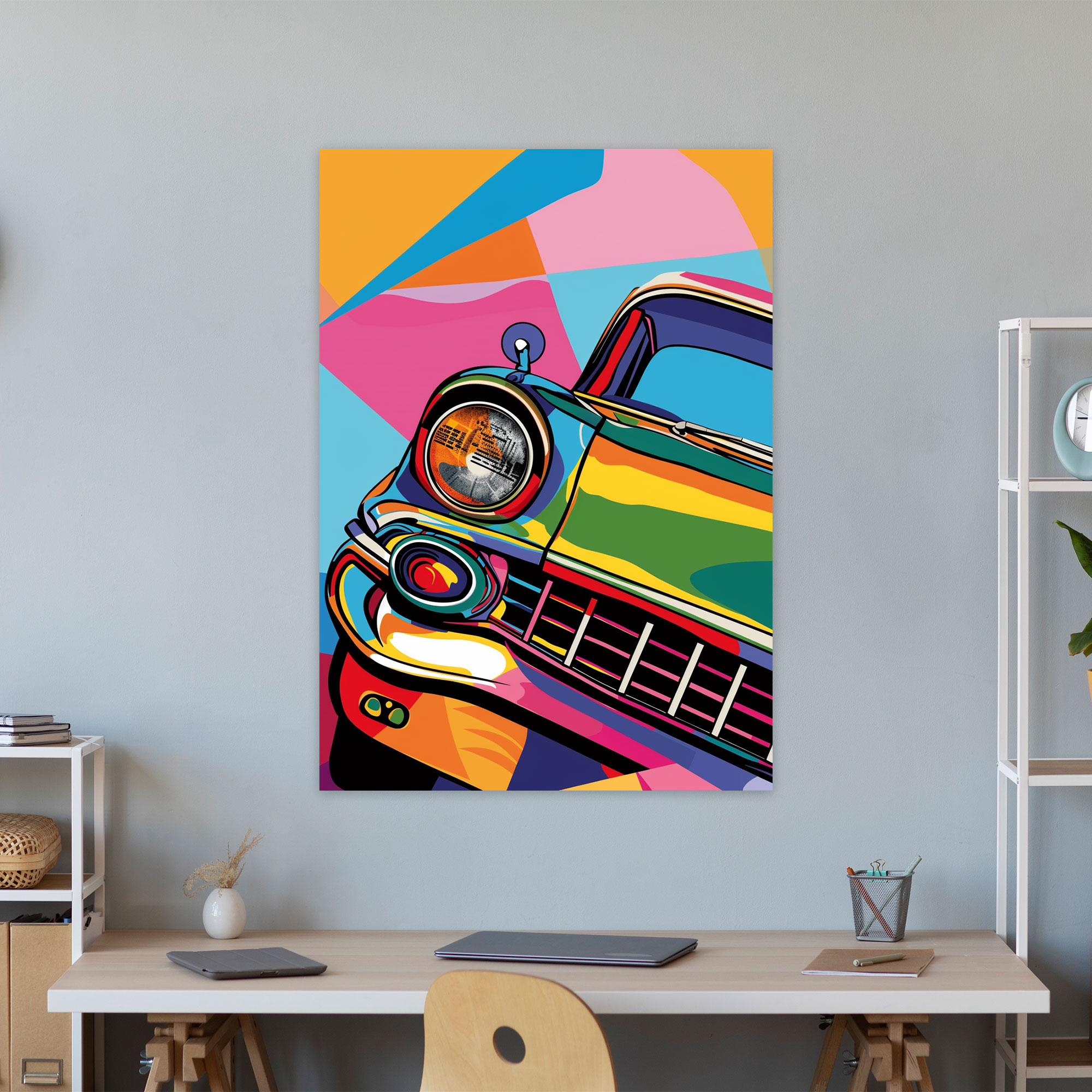 Andy Warhol Car Cartoon Canvas Print - Andy Warhol, Car, Colorful, Canvas Print
