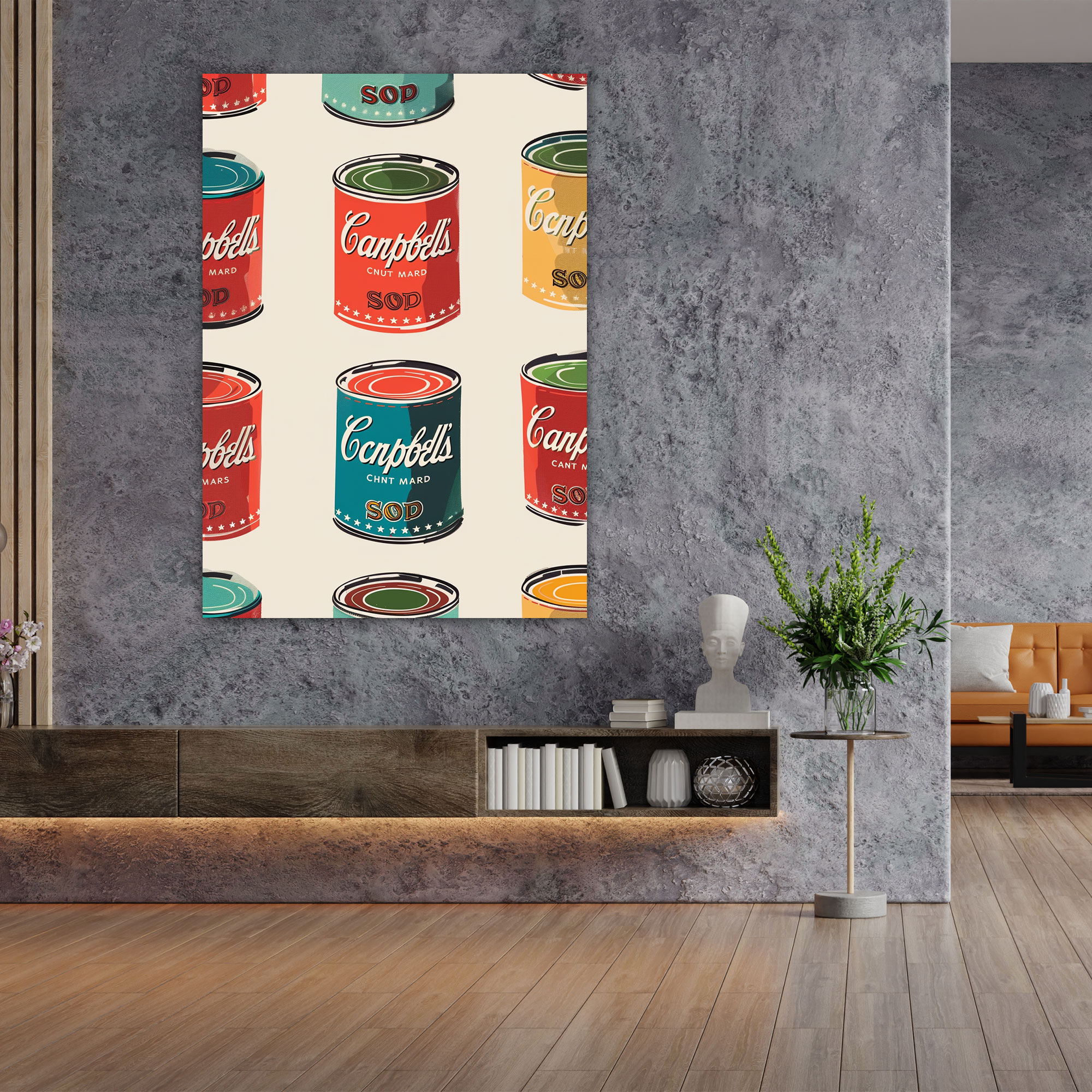 Andy Warhol Duvar Sanatı - Çorba Kutuları Grafik Tasarımı - Kanvas Tablo
