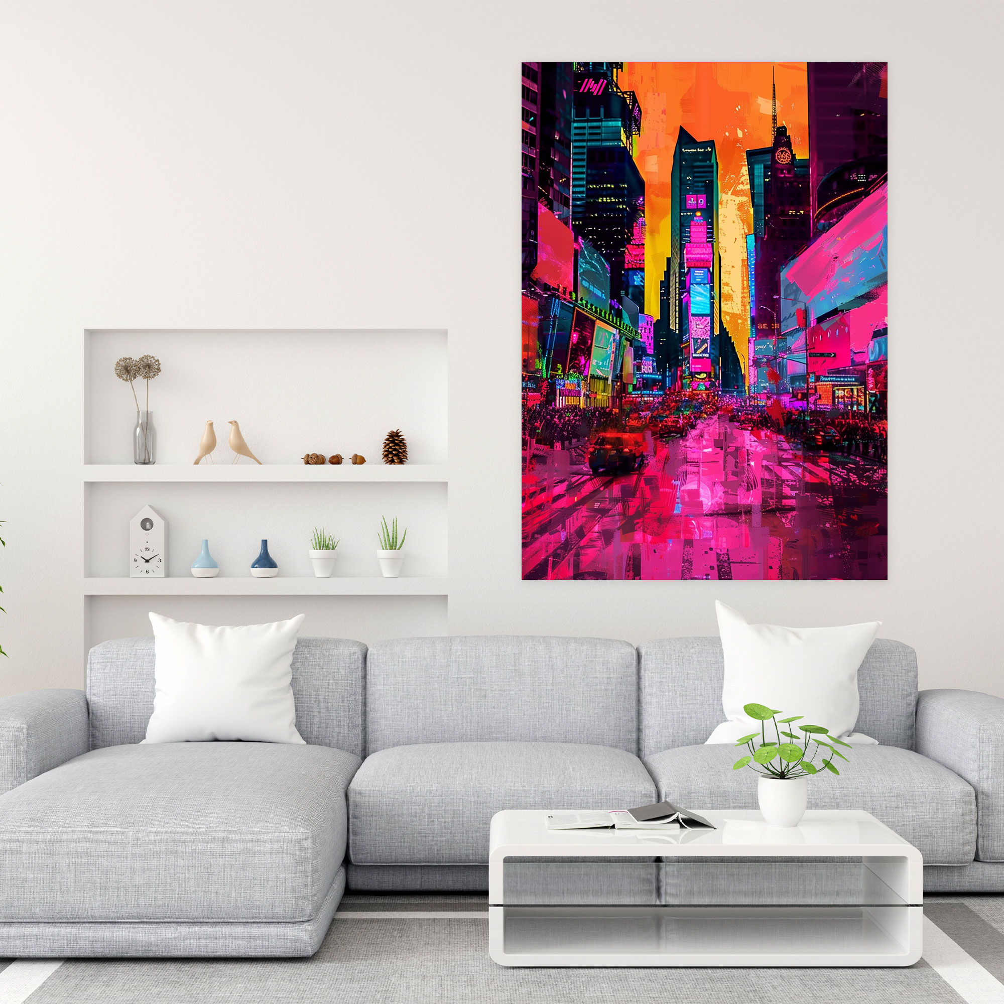 Andy Warhol Neon Cityscape Canvas Print - Andy Warhol, Andy Warhol, Canvas, Wall Decoration