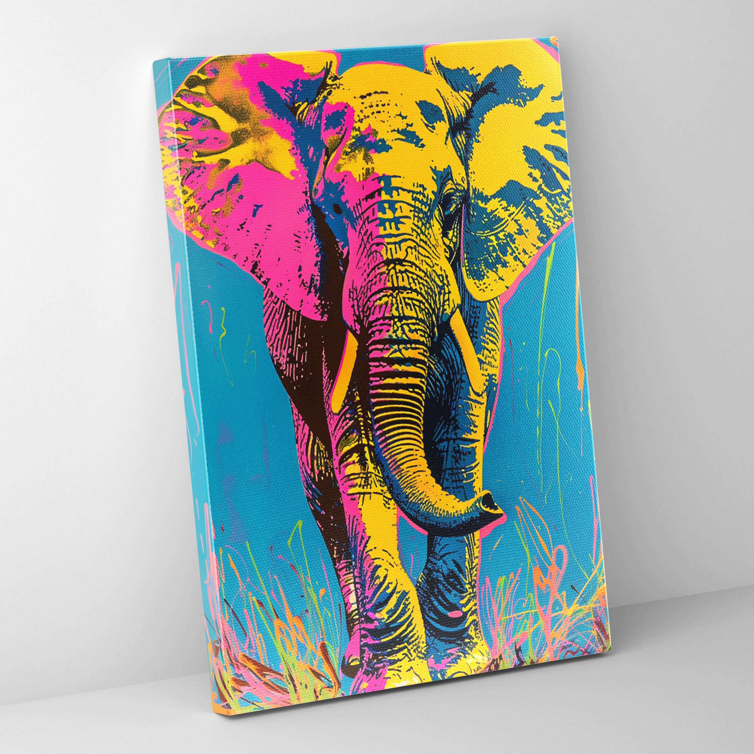 Andy Warhol Inspired Canvas Print - Whimsical Animals Wall Art - Andy Warhol, Canvas Print, Whimsical Animals, Vivid Colors
