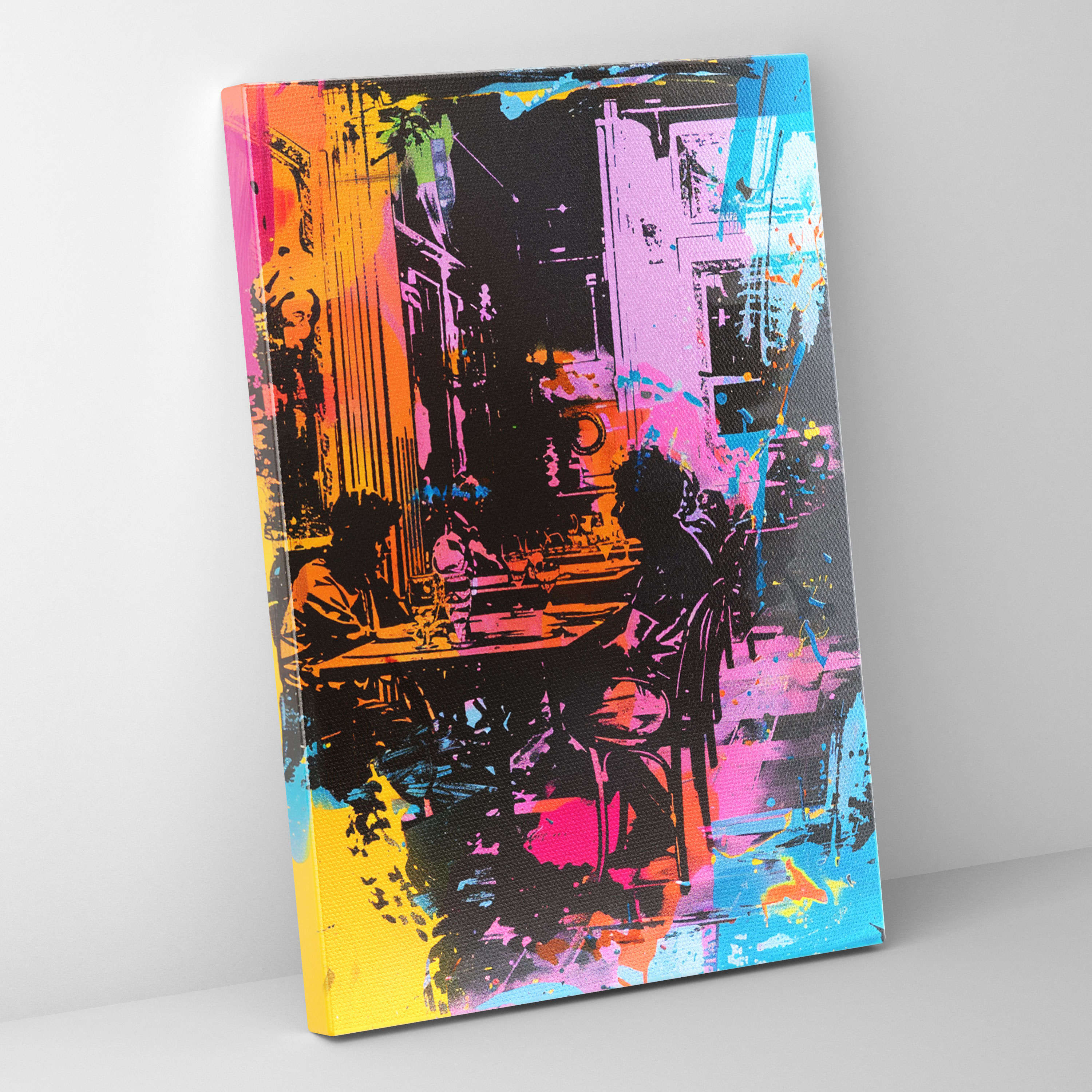 Colorful Chaos Warhol Factory Canvas Print - Andy Warhol Scene Wall Art - Andy Warhol, Warhol Factory Scene, Canvas Wall Art, Andy Warhol