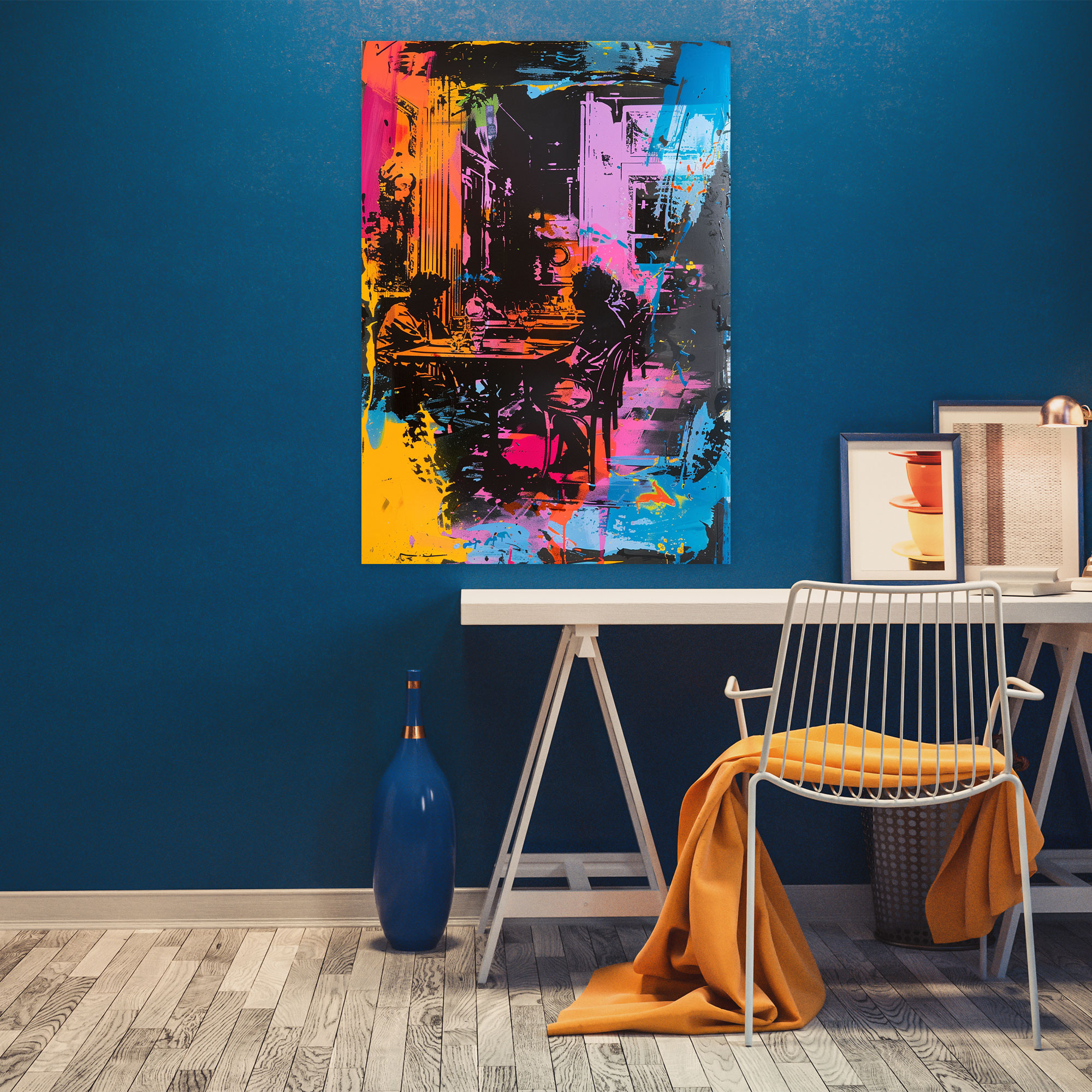Colorful Chaos Warhol Factory Canvas Print - Andy Warhol Scene Wall Art - Andy Warhol, Warhol Factory Scene, Canvas Wall Art, Andy Warhol
