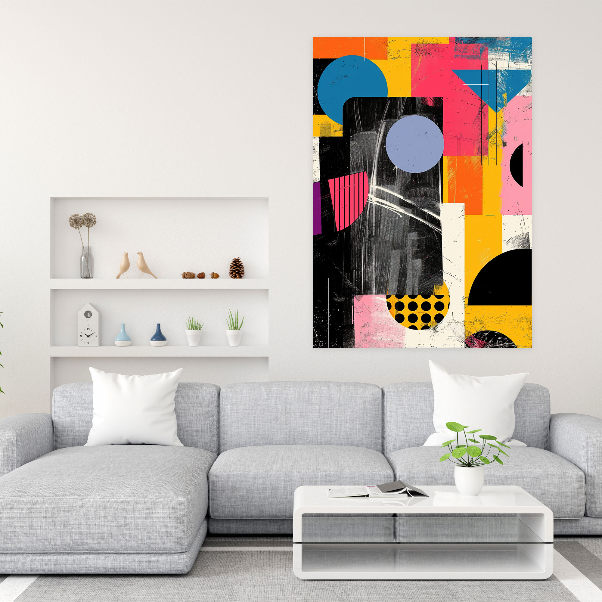Bold Geometric Shapes Wall Decoration - Abstract Andy Warhol Canvas Print - Andy Warhol, Wall Decoration, Canvas Wall Art, Canvas Print