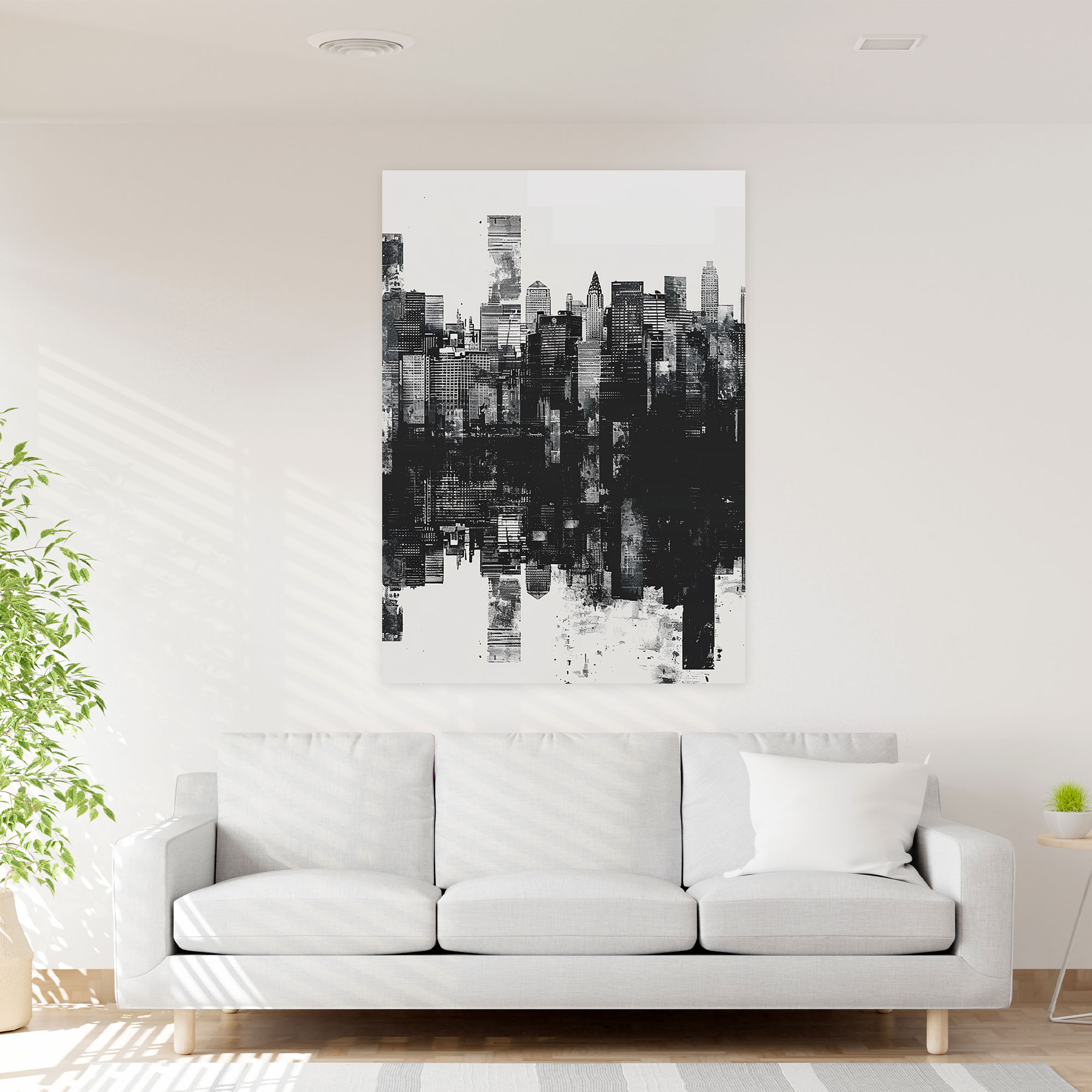 Andy Warhol Kanvas Tablo - Siyah Beyaz Şehir Manzarasıyla Pop Sanat Dokunuşu - Duvar Sanatı Kanvas Kanvas Duvar Sanatı