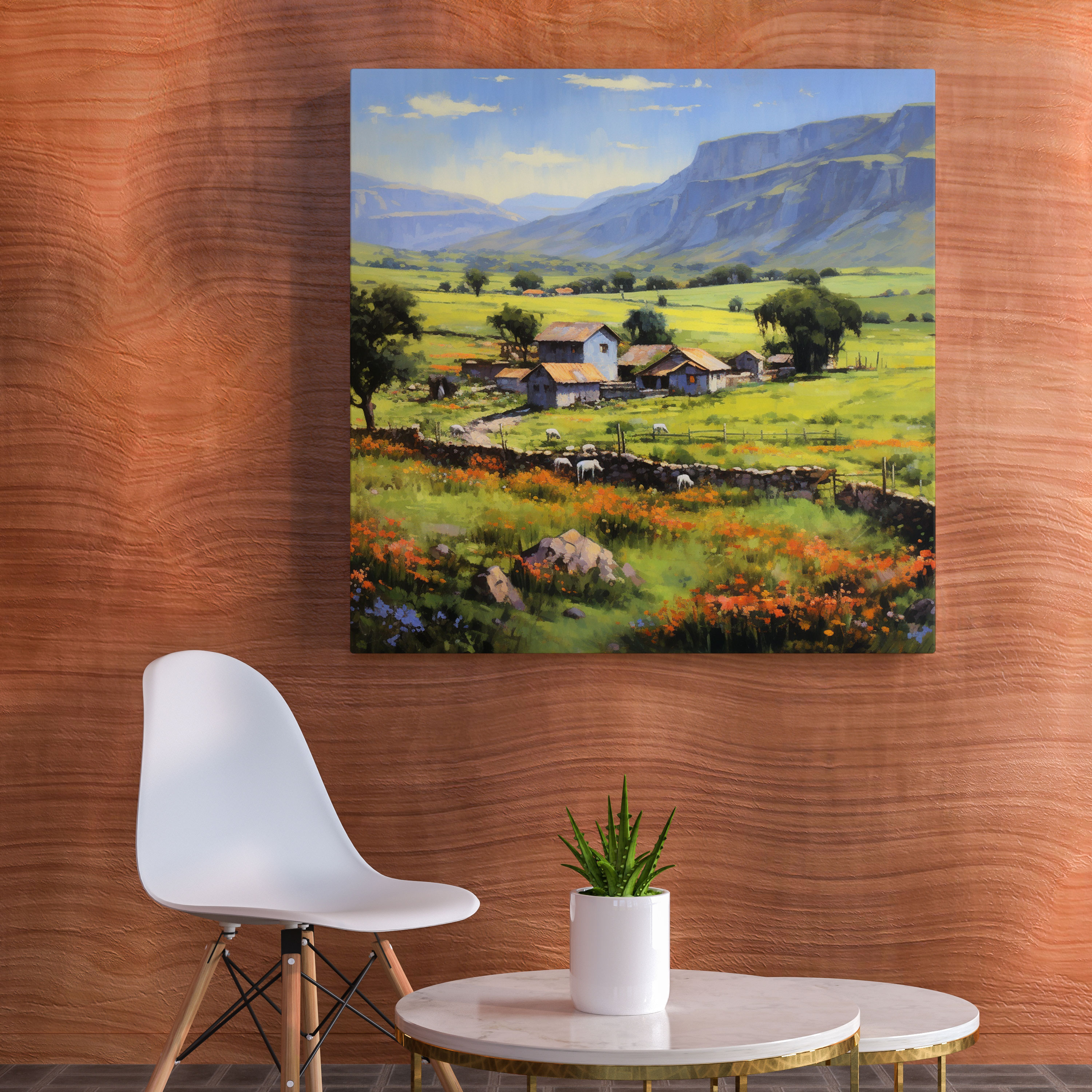 Anatolia Wall Art - Impressionist Village - Anatolia, Lush Green Fields, Wall Decoration, Tranquility