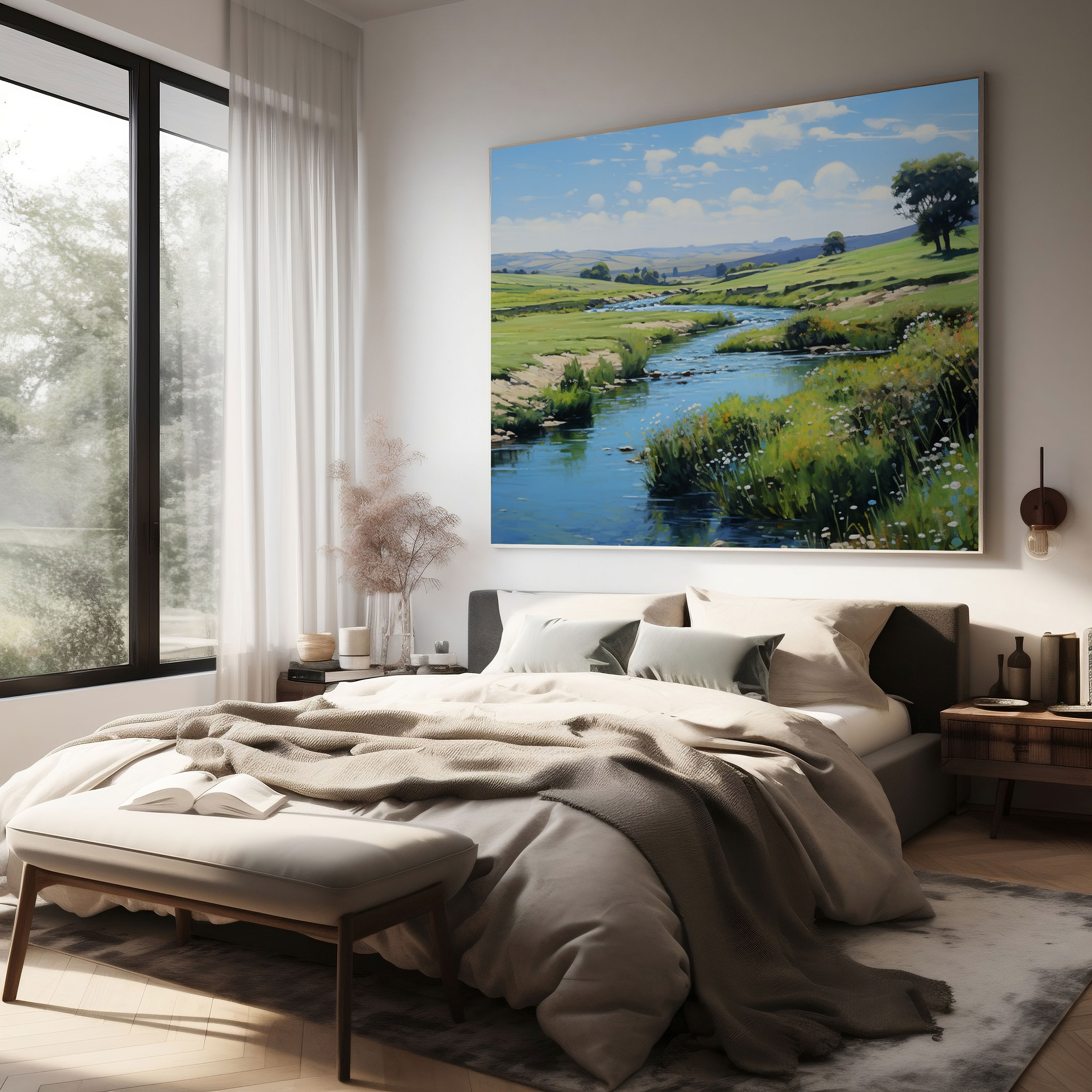 Anatolia Wall Art - Tranquil Anatolian River - Anatolia, Impressionist Painting, Canvas, Anatolia