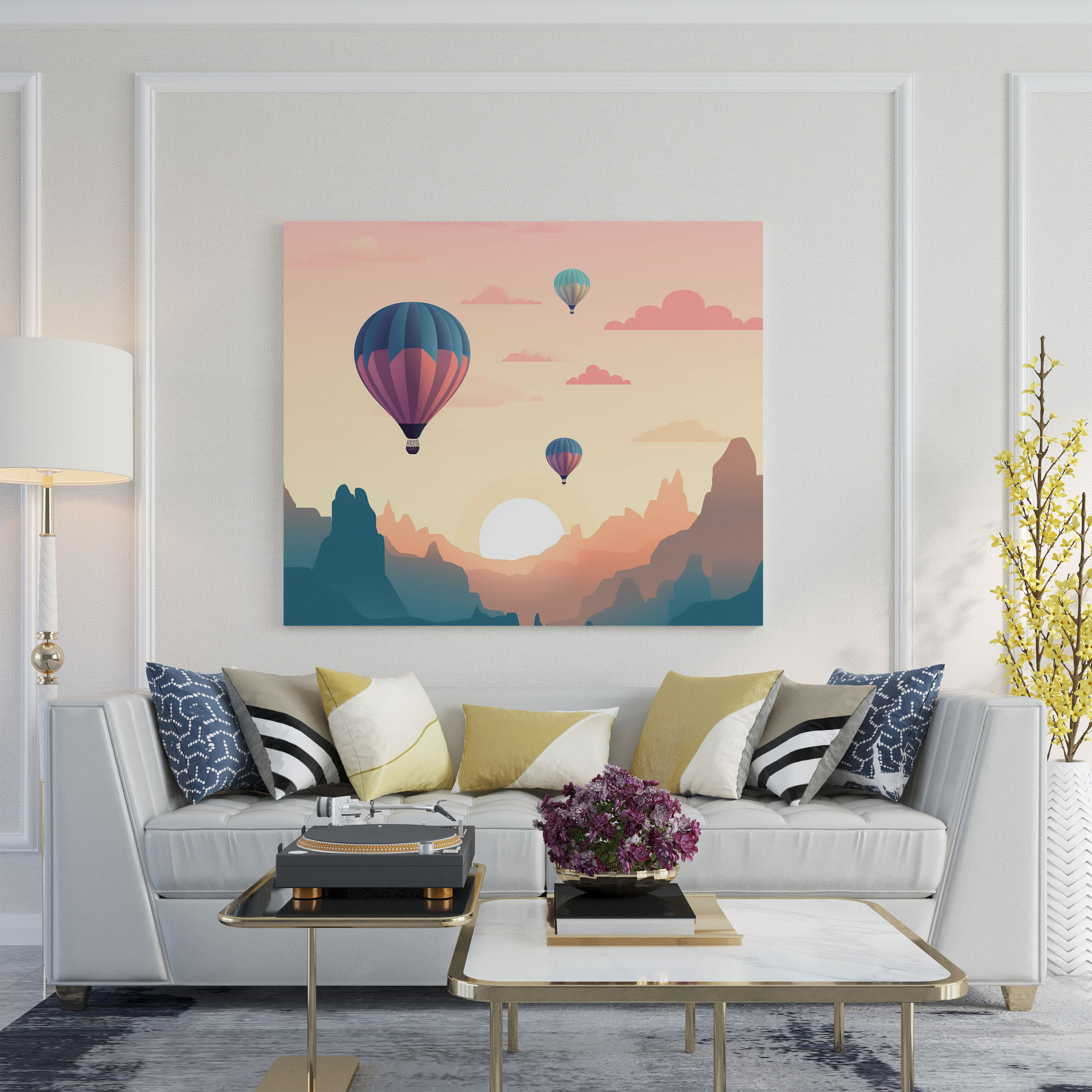 Anatolia Wall Decoration - Minimalist Cappadocia Hot Air Balloon Silhouette - Anatolia, Wall Art, Canvas Print, Canvas