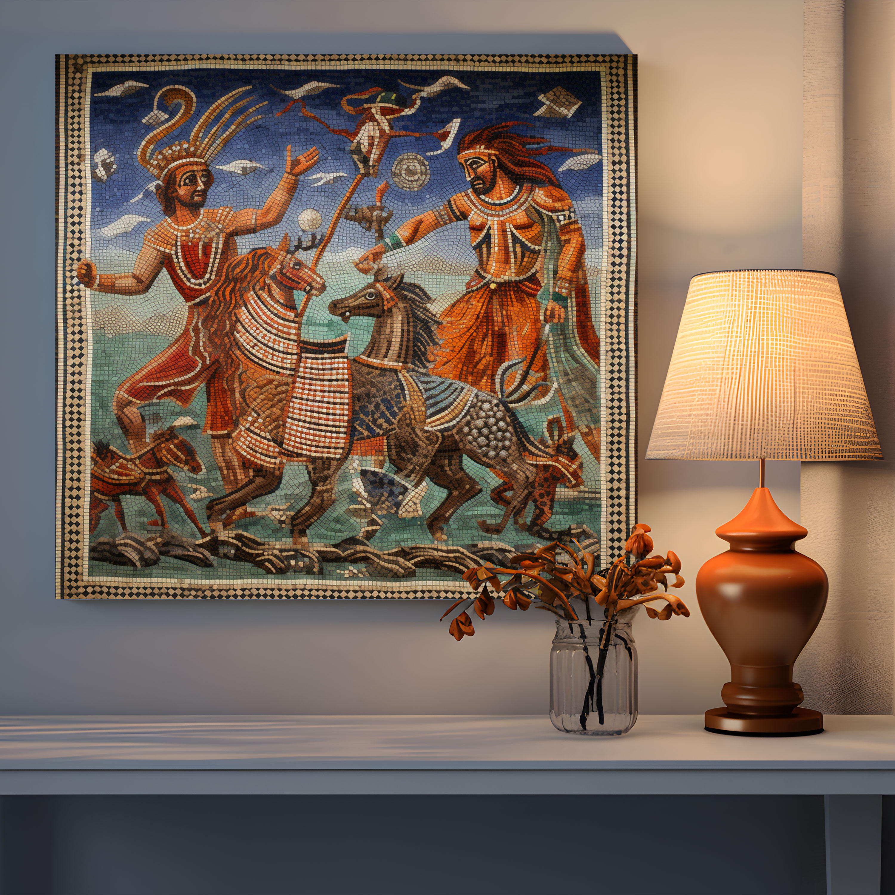 Anatolia Canvas Print - Ancient Mosaic Art With Mythological Scene - Anatolia, Home Decoration, Ancient Mosaic Art, Wall Decoration
