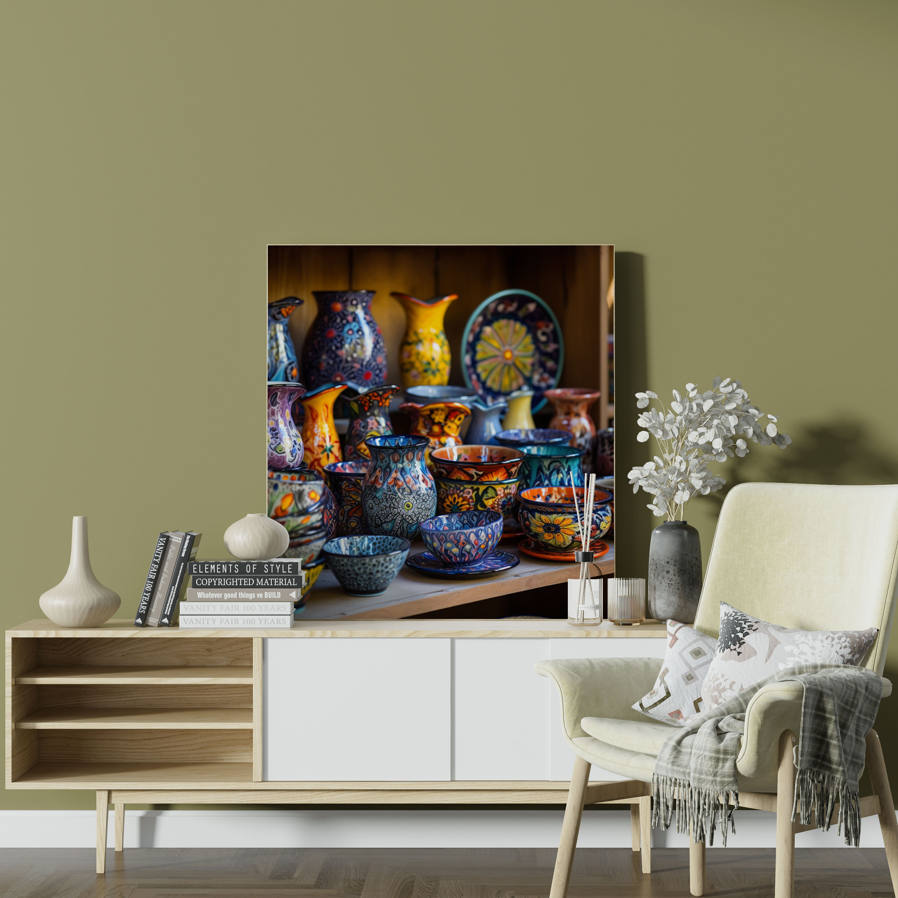 Anatolia Ceramic Art Canvas Print - Anatolia, Wall Decoration, Home Decoration, Hand-Painted Pottery