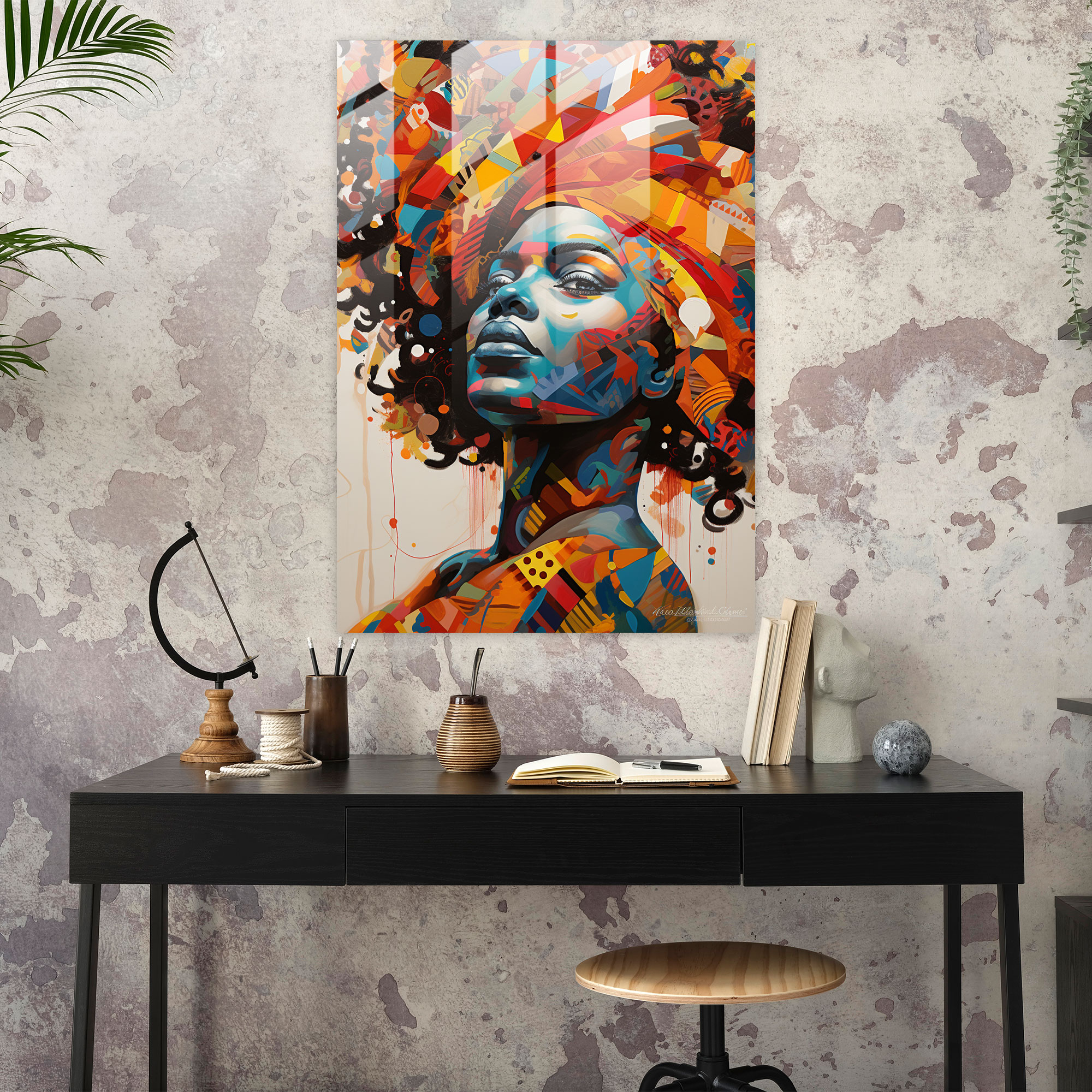 Afro Diversity Glass Print - Afro, Glass Print, Unity, Abstract Painting