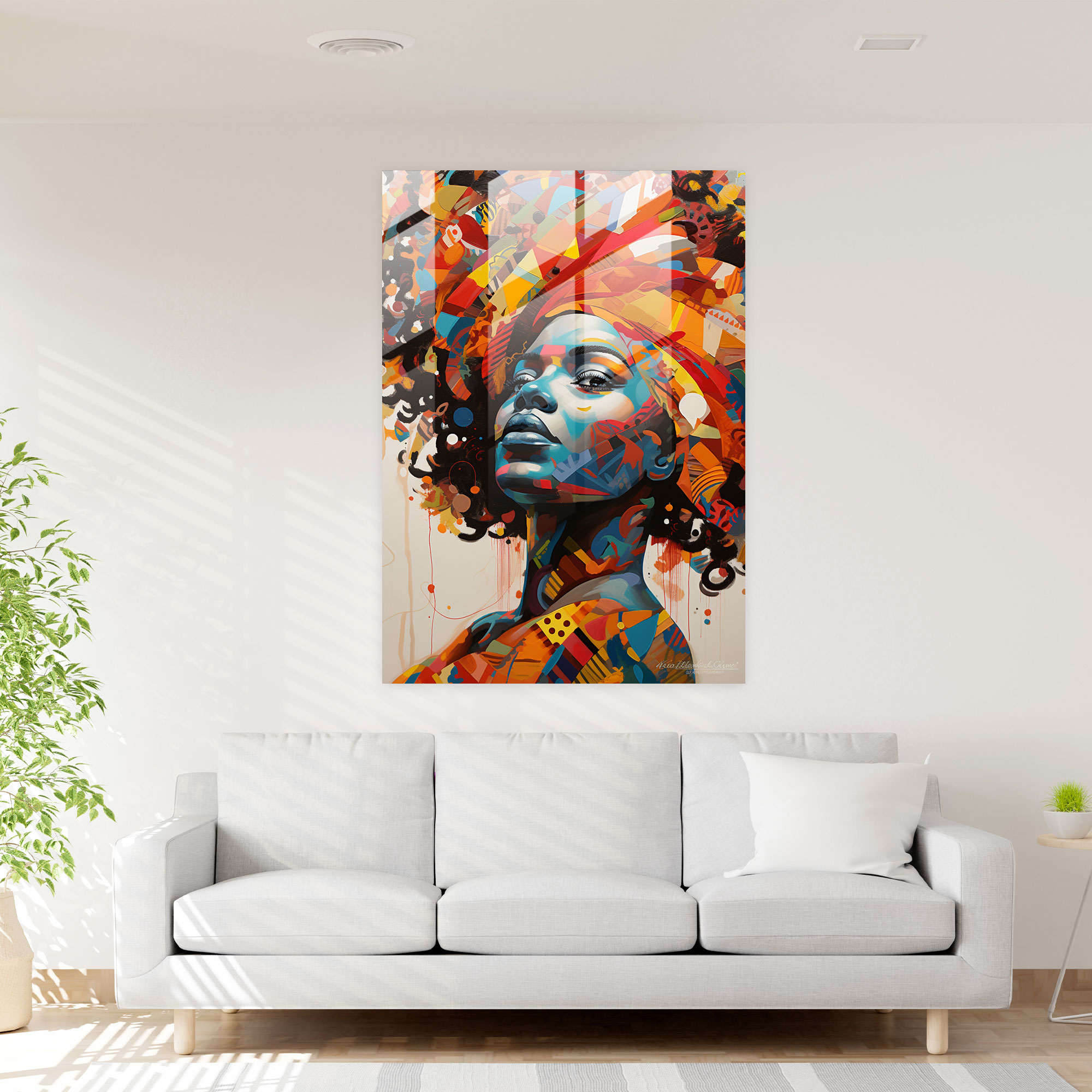 Afro Diversity Glass Print - Afro, Glass Print, Unity, Abstract Painting