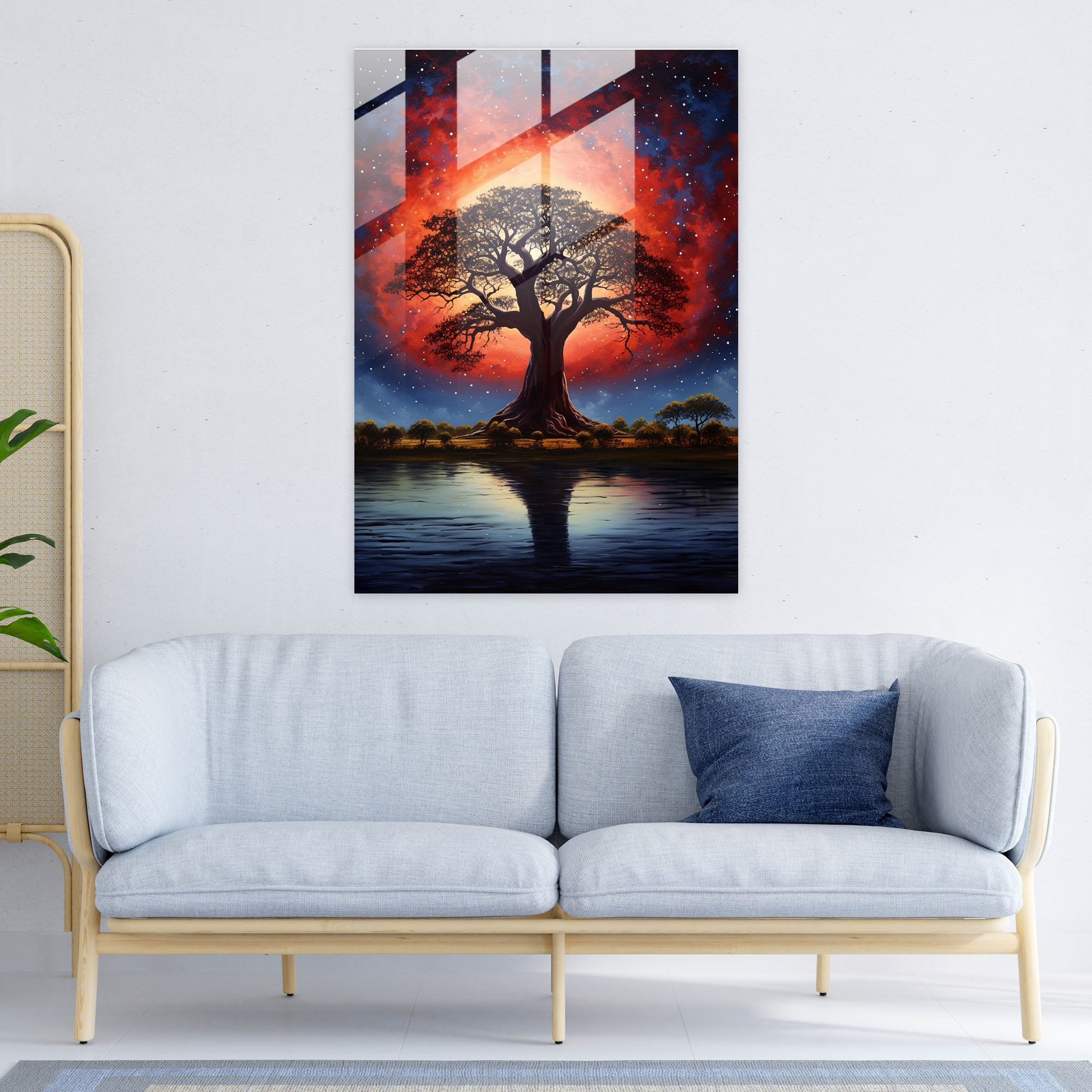 Afro Baobab Glass Print - Afro, Tranquility, Majestic, Home Decoration