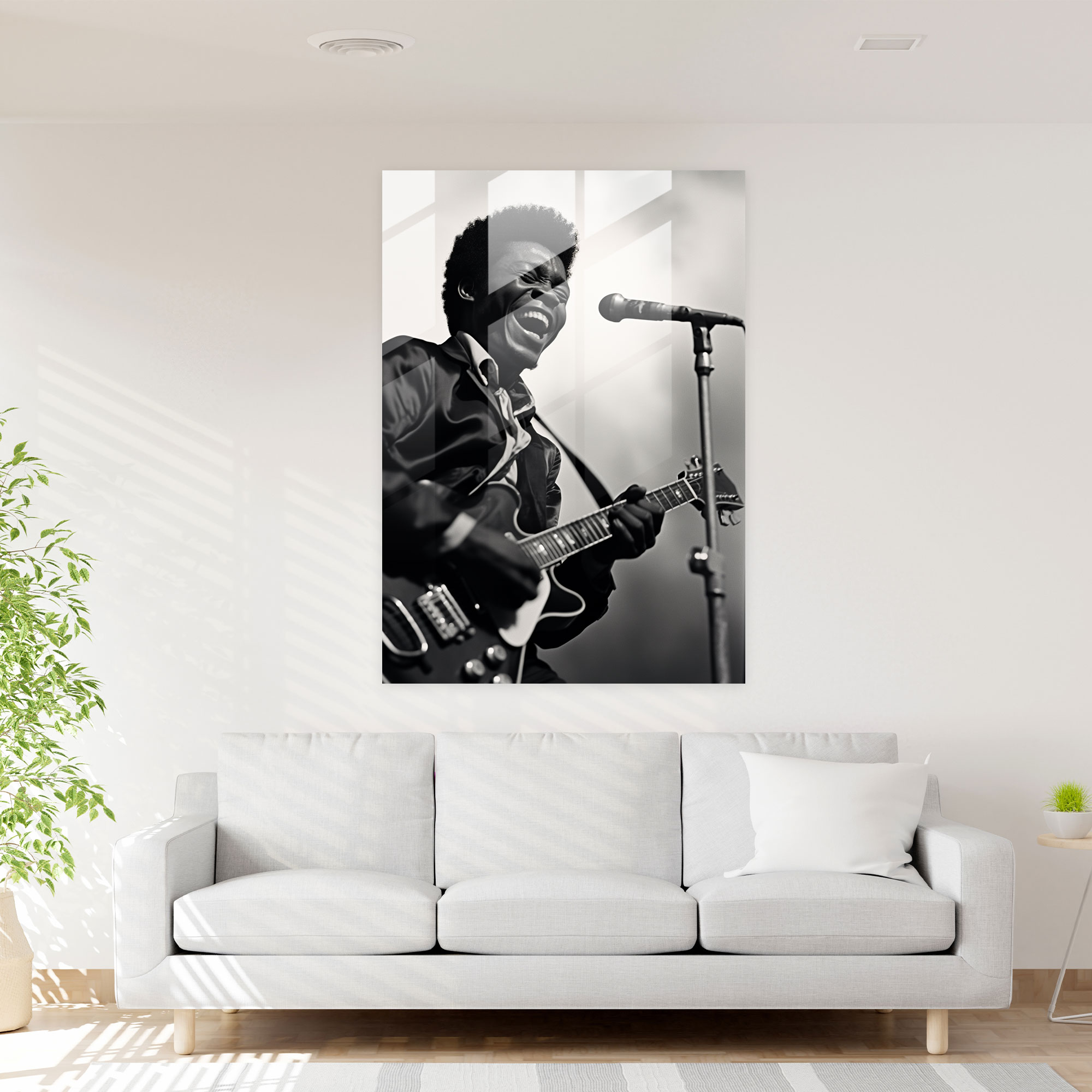 Afro Cam Tablo - Vintage Müzisyen Cam Duvar Sanatı - Afro Karizmatik Afro Müzisyen Modern Sanat Cam Duvar Sanatı