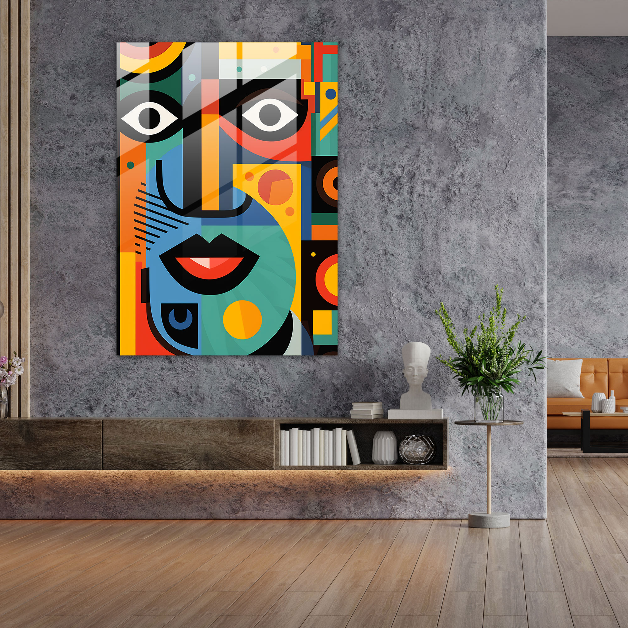 Afro Glass Print - Abstract Geometric Glass Wall Art - Afro, Modern Art, Afro, Wall Decoration