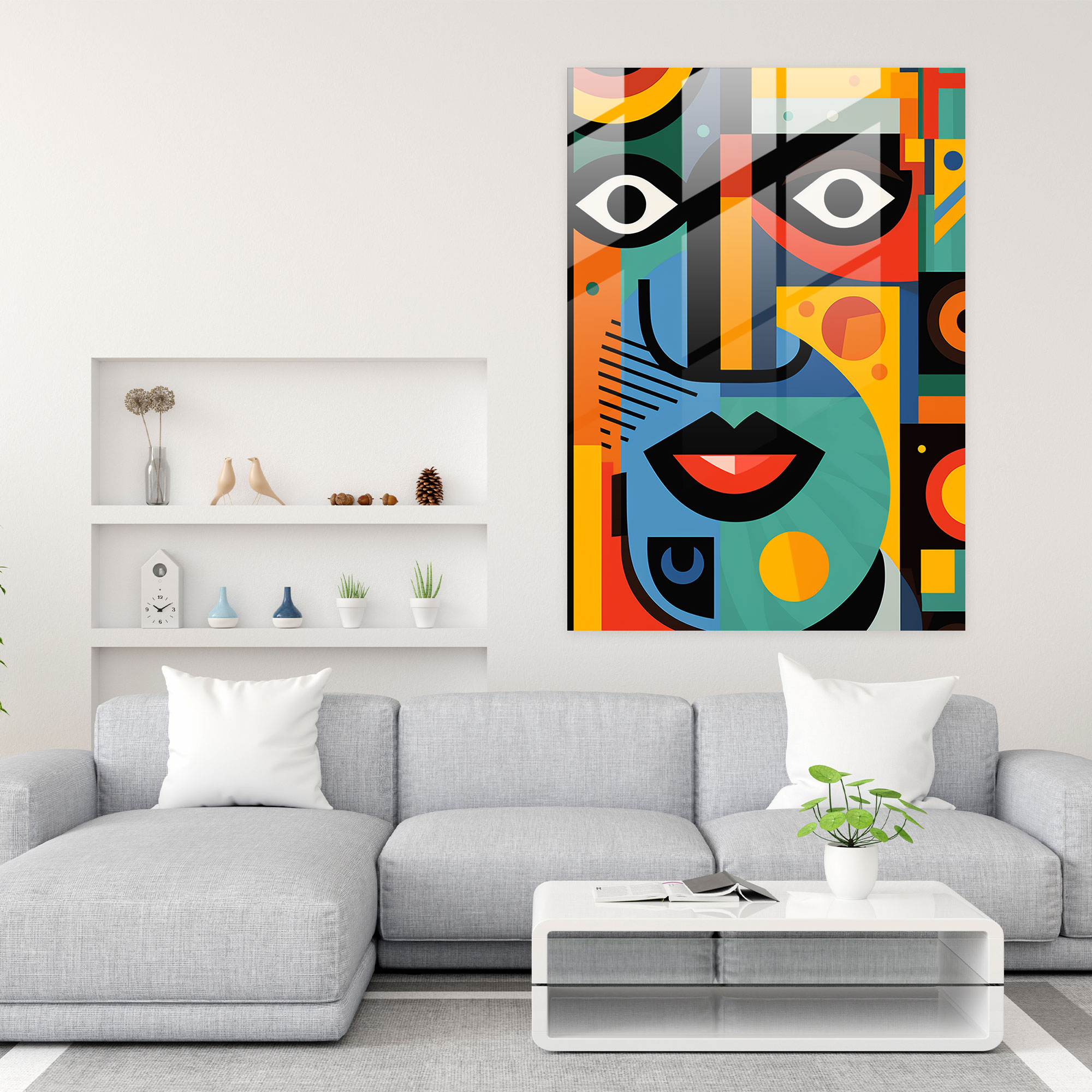 Afro Glass Print - Abstract Geometric Glass Wall Art - Afro, Modern Art, Afro, Wall Decoration