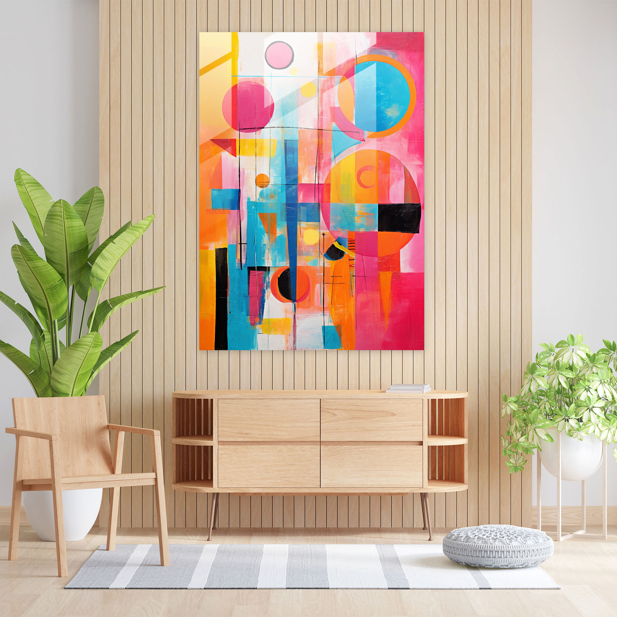 Afro Glass Print - Afro, Geometric Shapes, Afro, Acrylic Painting