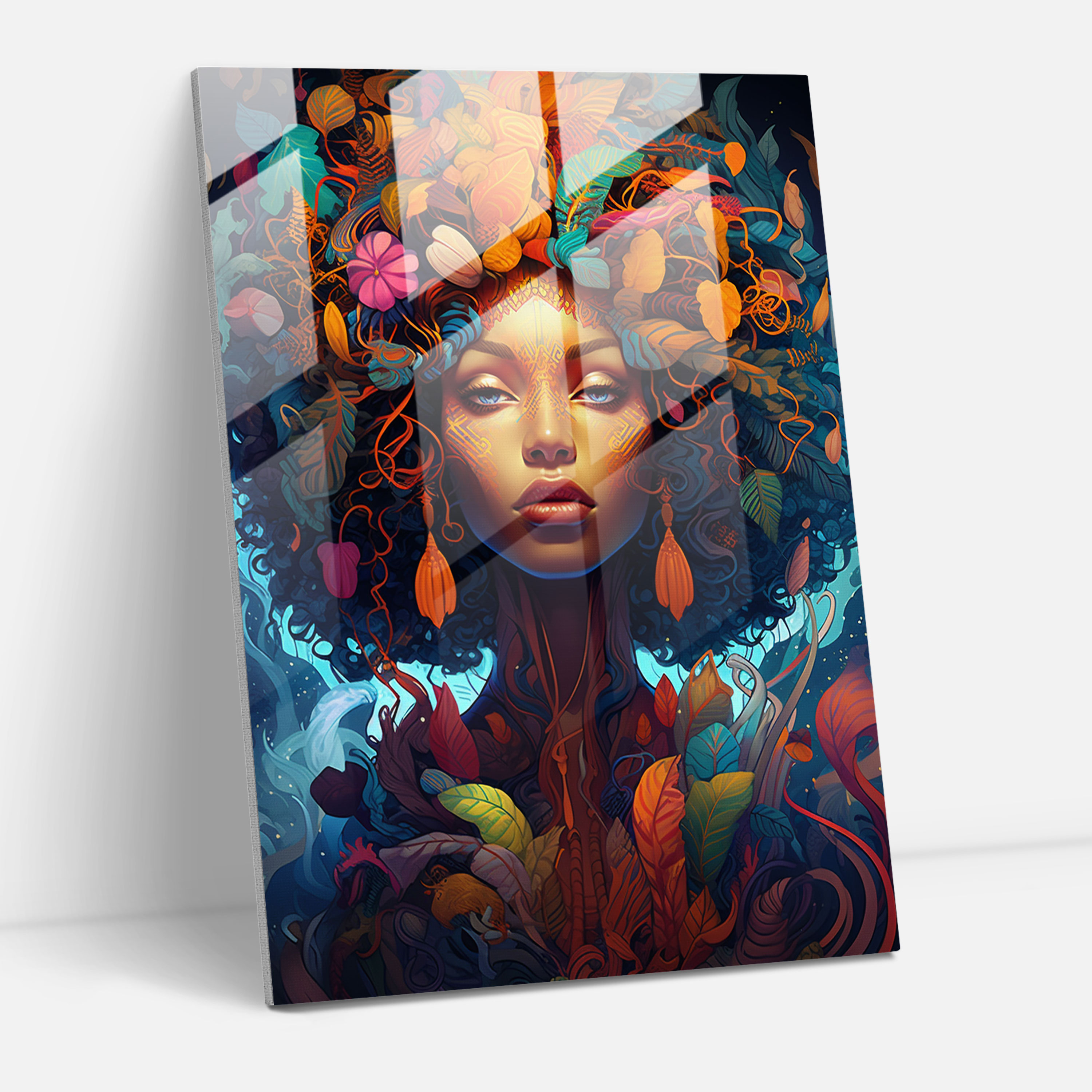 Afro Home Decoration - Afro, Afro, Stylish, Glass Wall Art