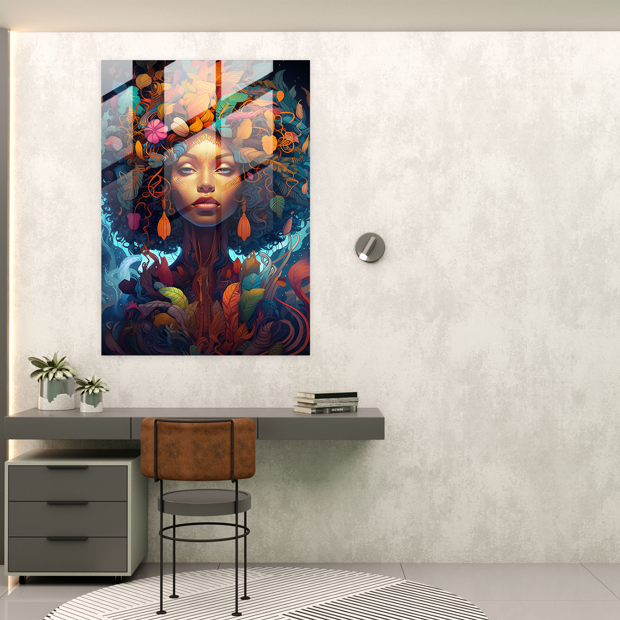 Afro Home Decoration - Afro, Afro, Stylish, Glass Wall Art