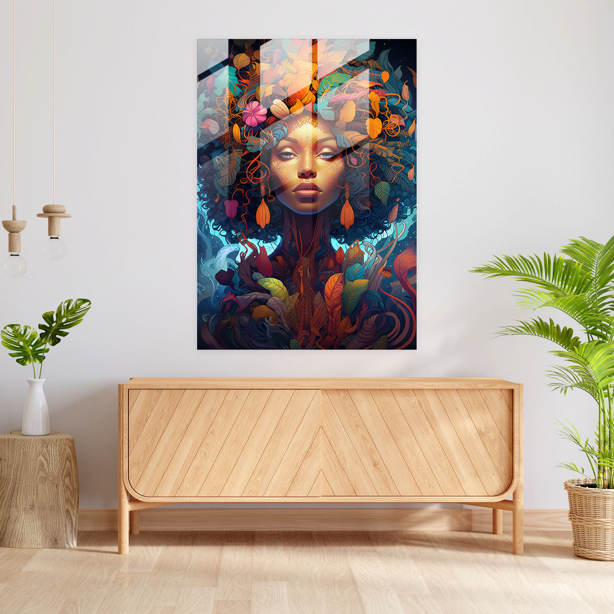 Afro Home Decoration - Afro, Afro, Stylish, Glass Wall Art