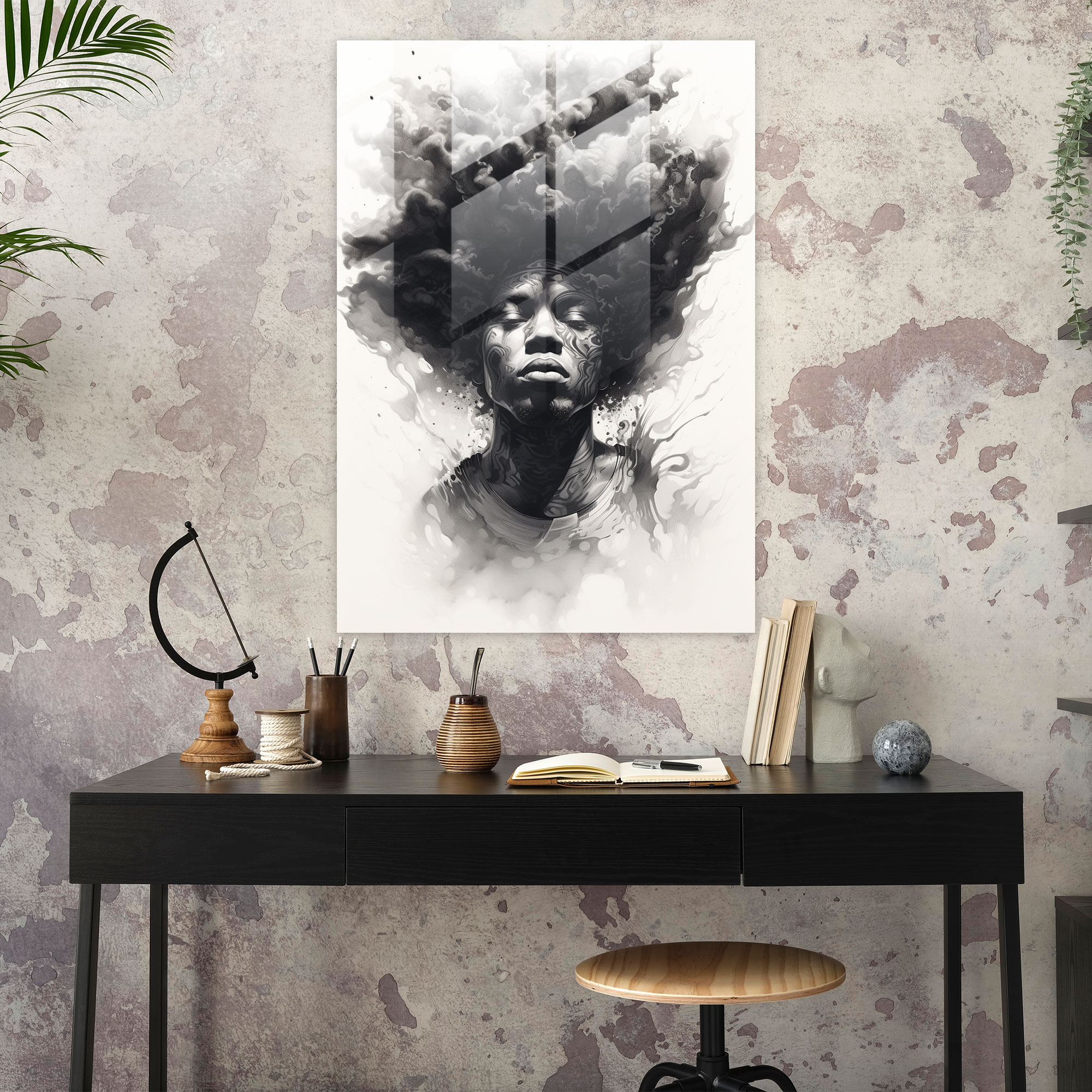 Afro Glass Print - Afro, Glass Print, Inspiring, Wall Decoration