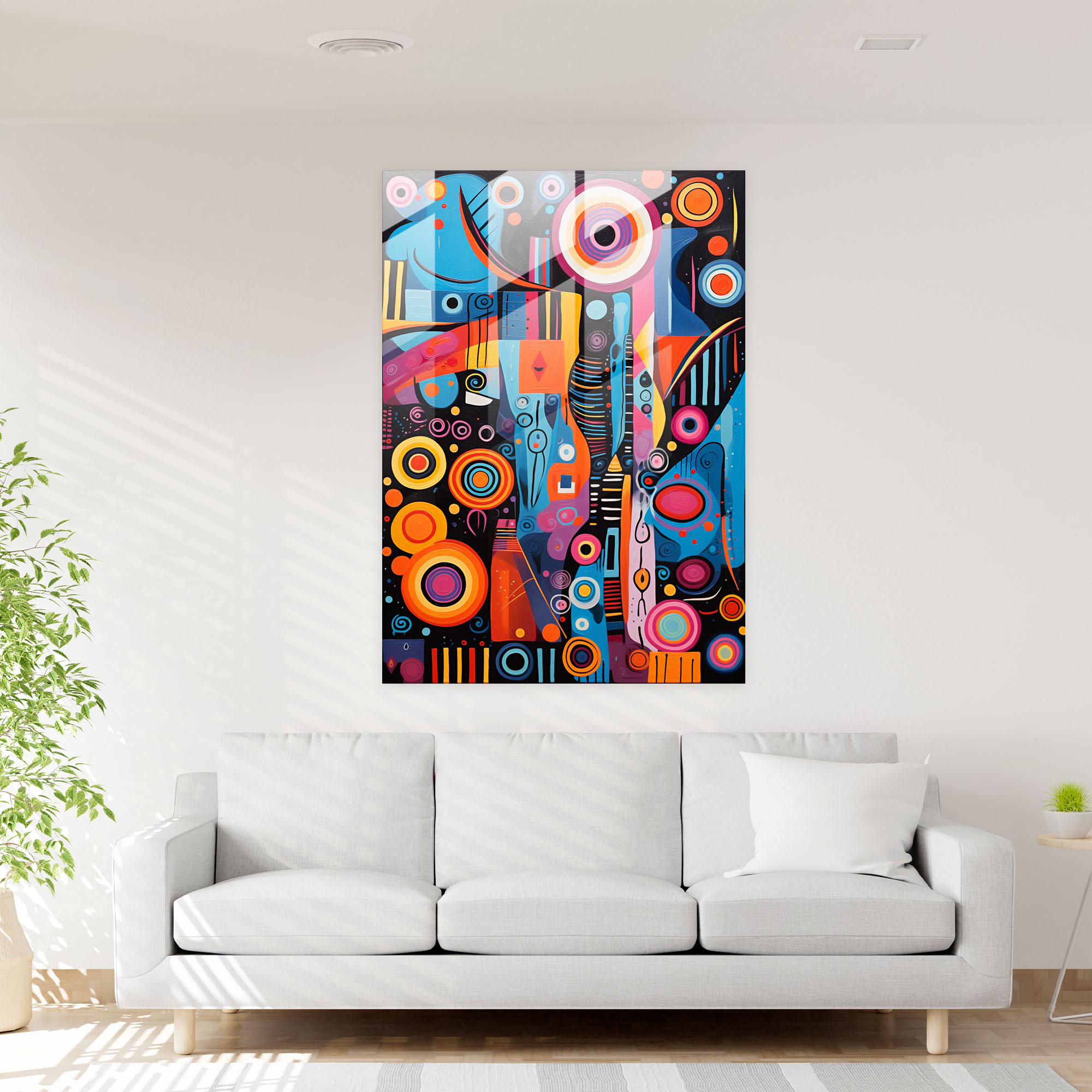 Afro Glass Print - Colorful Abstract Art - Afro, Modern Art, Glass Wall Art, Vibrant Patterns