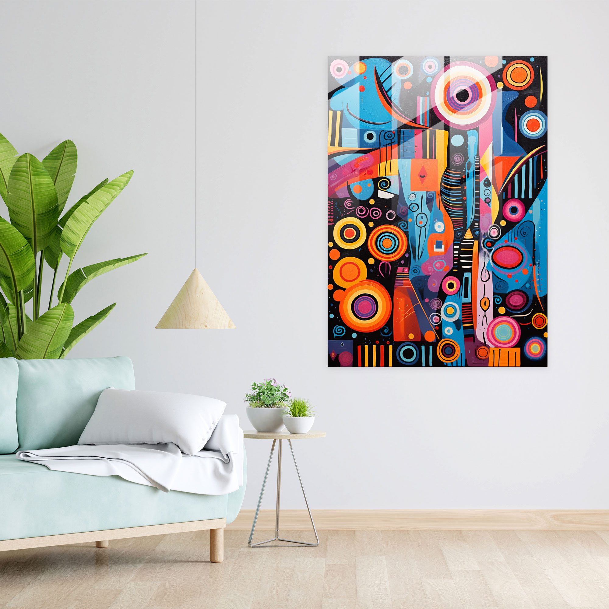 Afro Glass Print - Colorful Abstract Art - Afro, Modern Art, Glass Wall Art, Vibrant Patterns