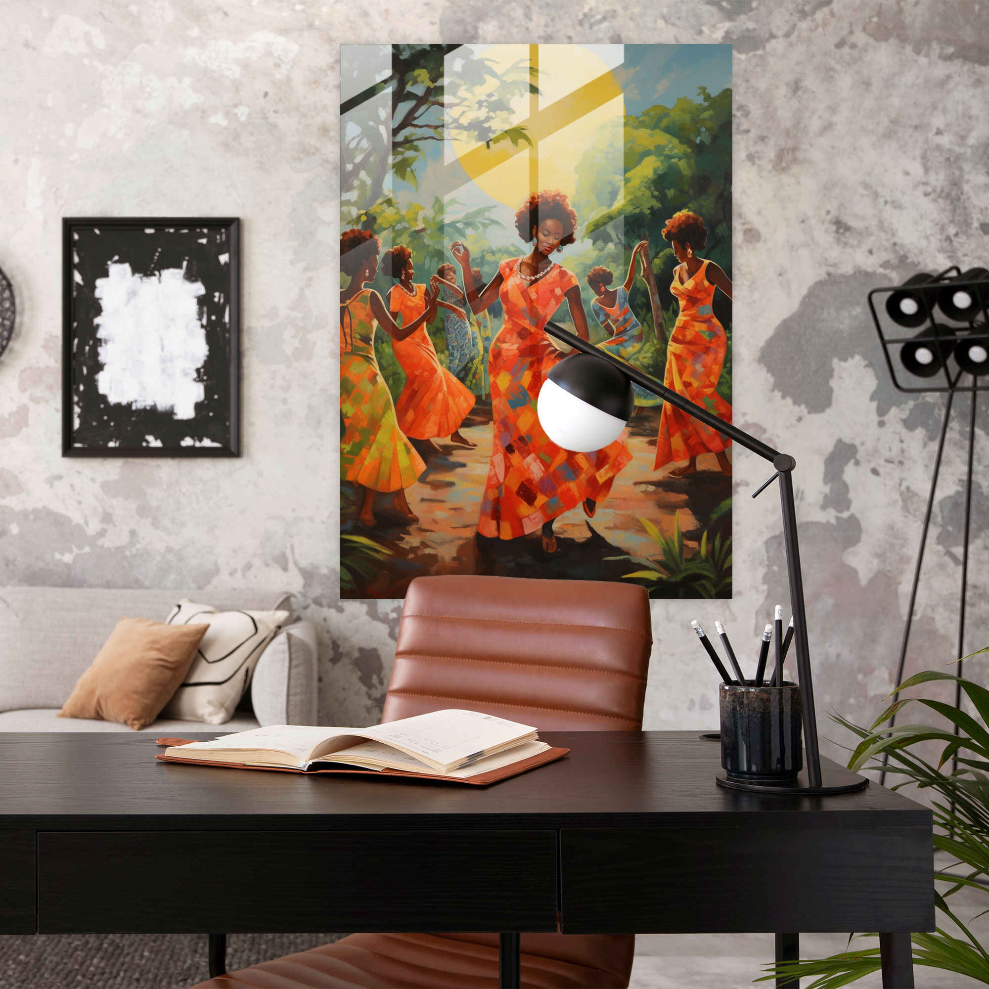 Afro Glass Print - Impressionist Dance Landscape - Afro, Afro Women, Glass Wall Art, Wall Decoration