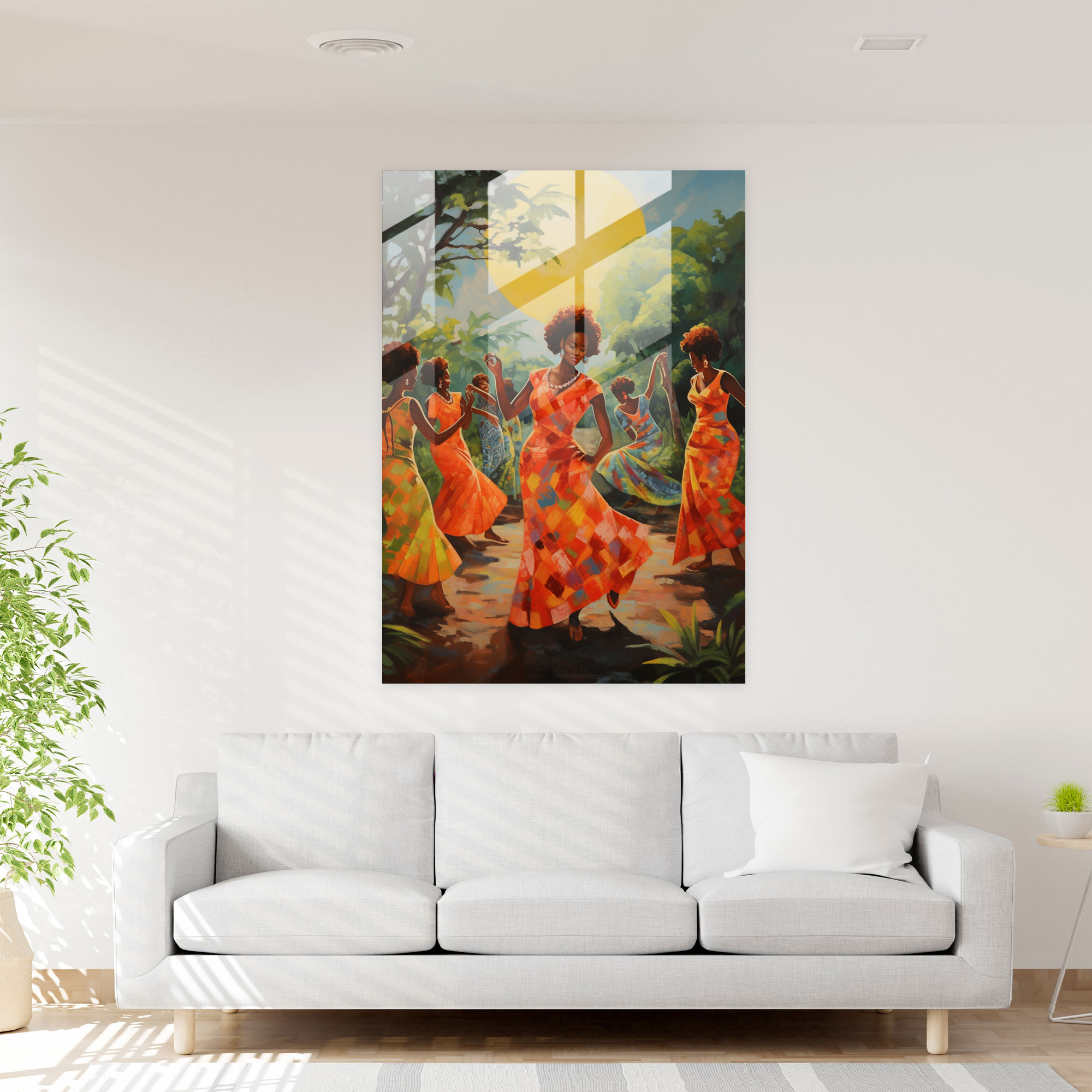Afro Glass Print - Impressionist Dance Landscape - Afro, Afro Women, Glass Wall Art, Wall Decoration