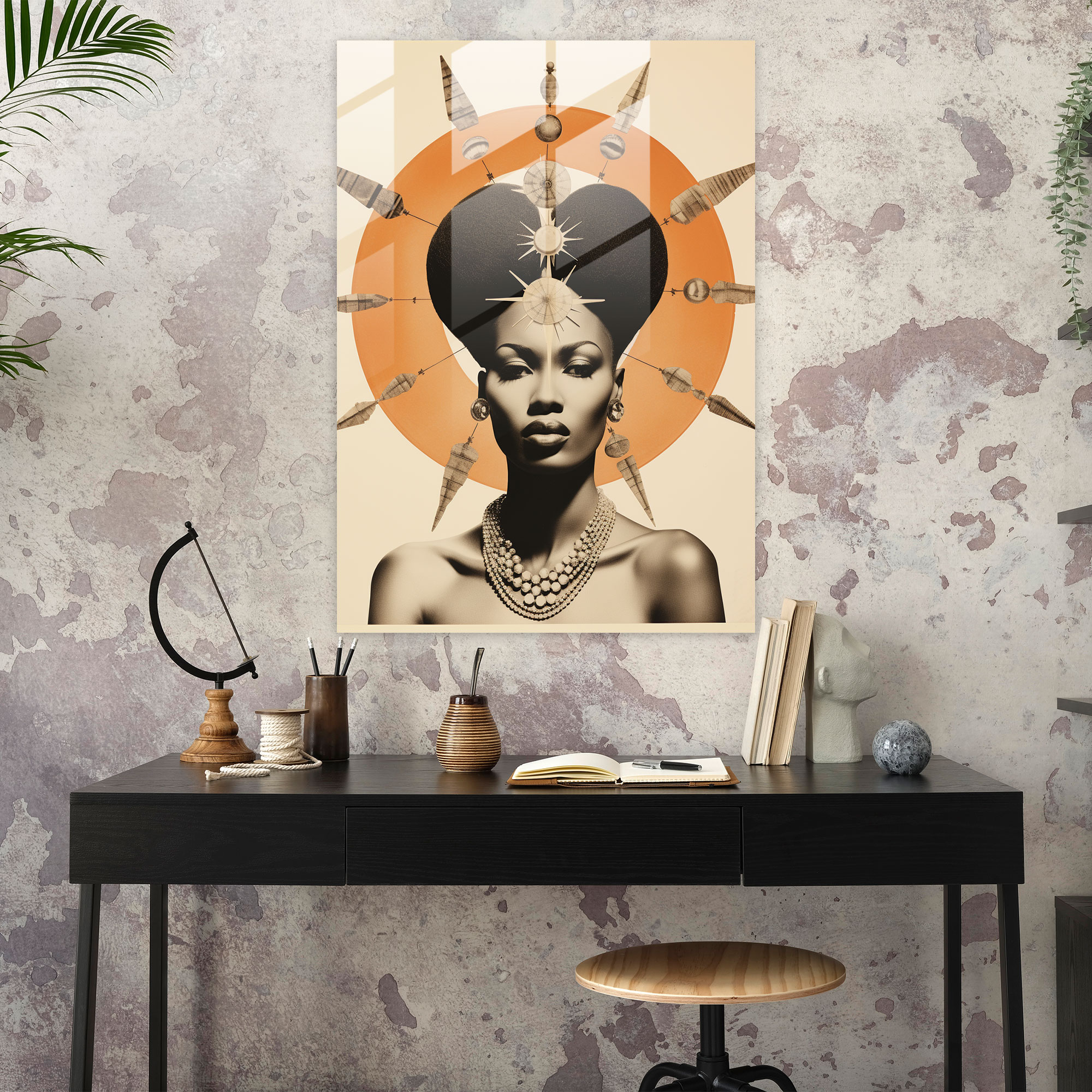 Afro Cam Tablo - Vintage Fotoğraf Kolajı - Afro Kültürü Modern Sanat