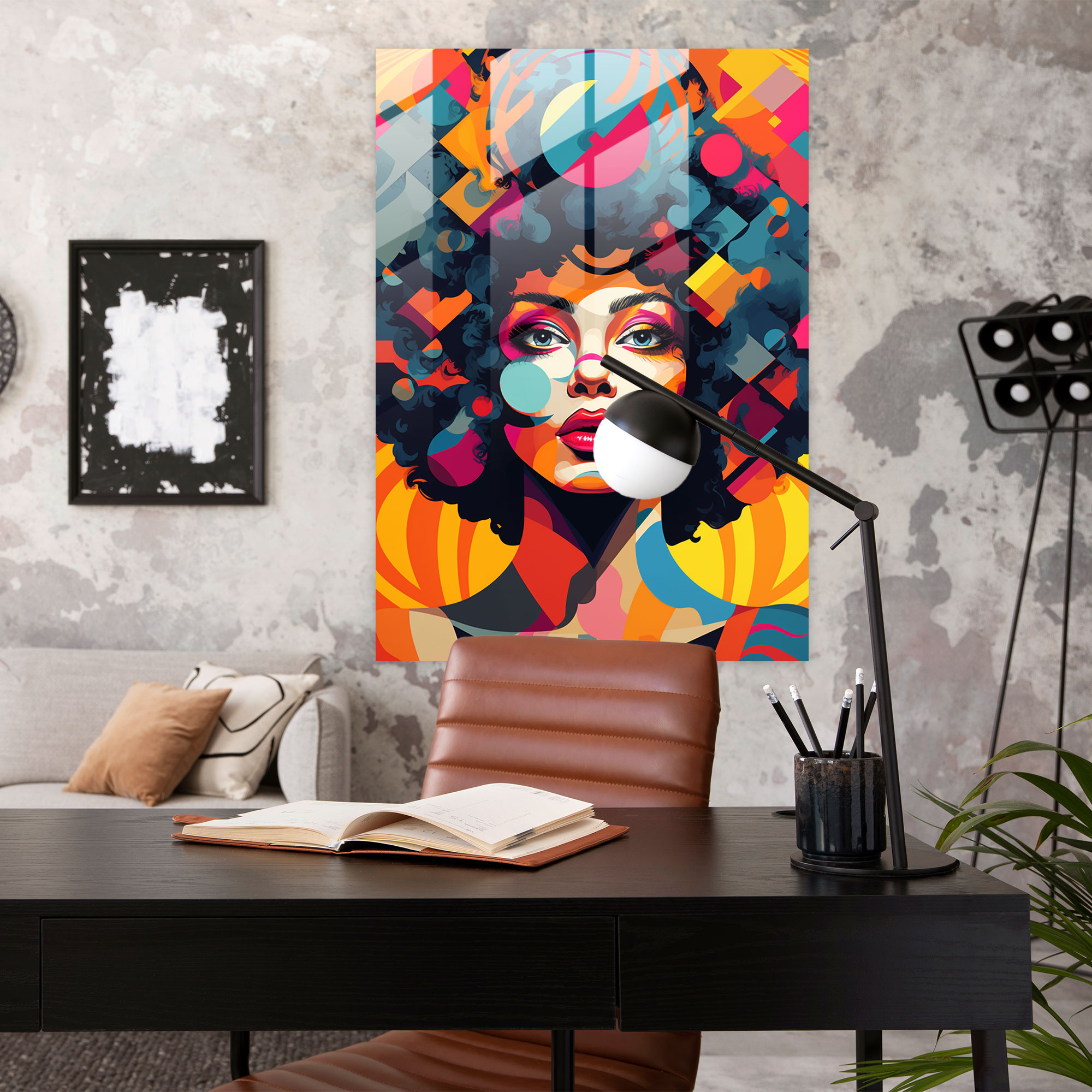 Afro Geometrics Glass Print - Afro, Colorful, Glass Wall Art, Geometric Patterns