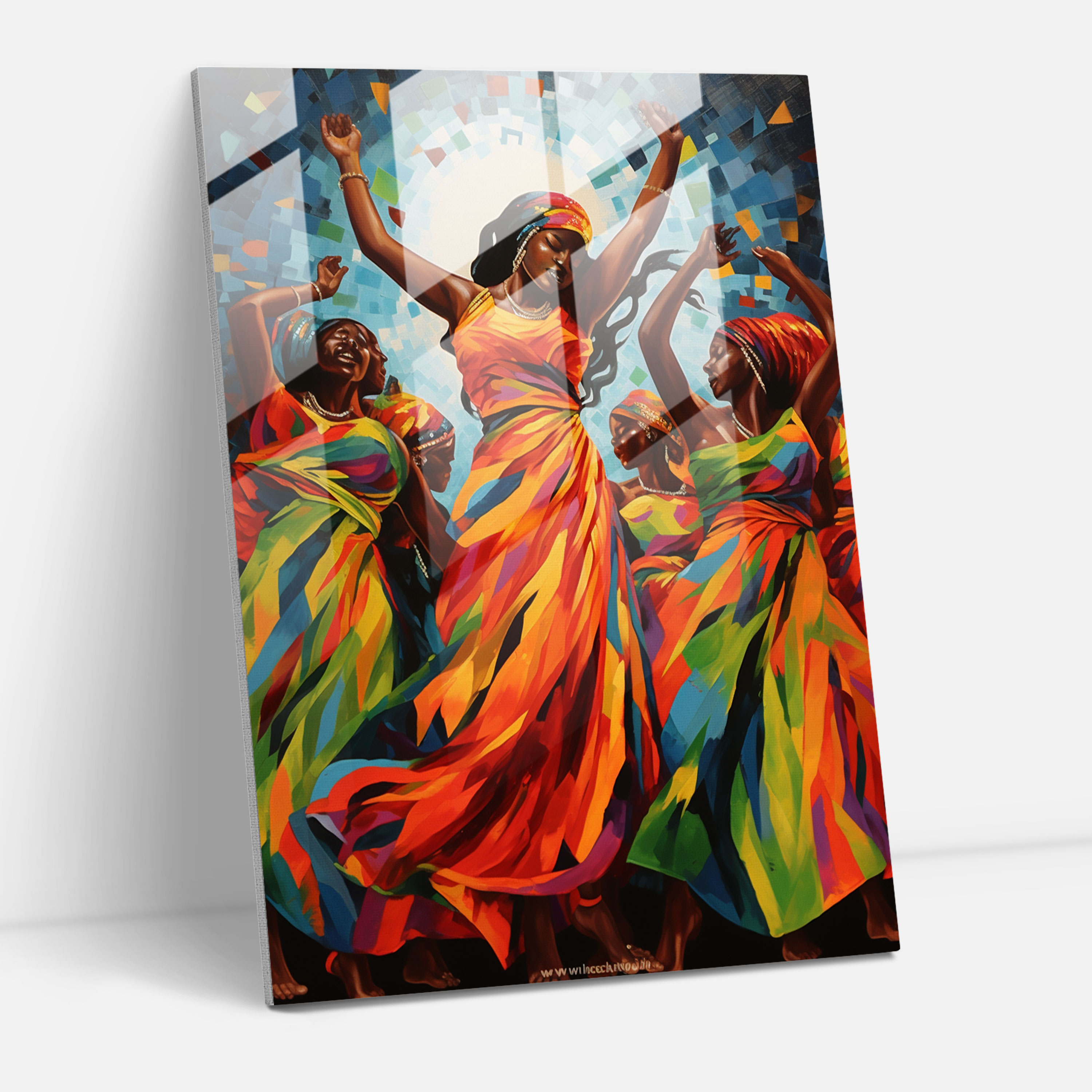 Afro Dancers Glass Print - Afro, Wall Decoration, Glass Wall Art, Glass Art