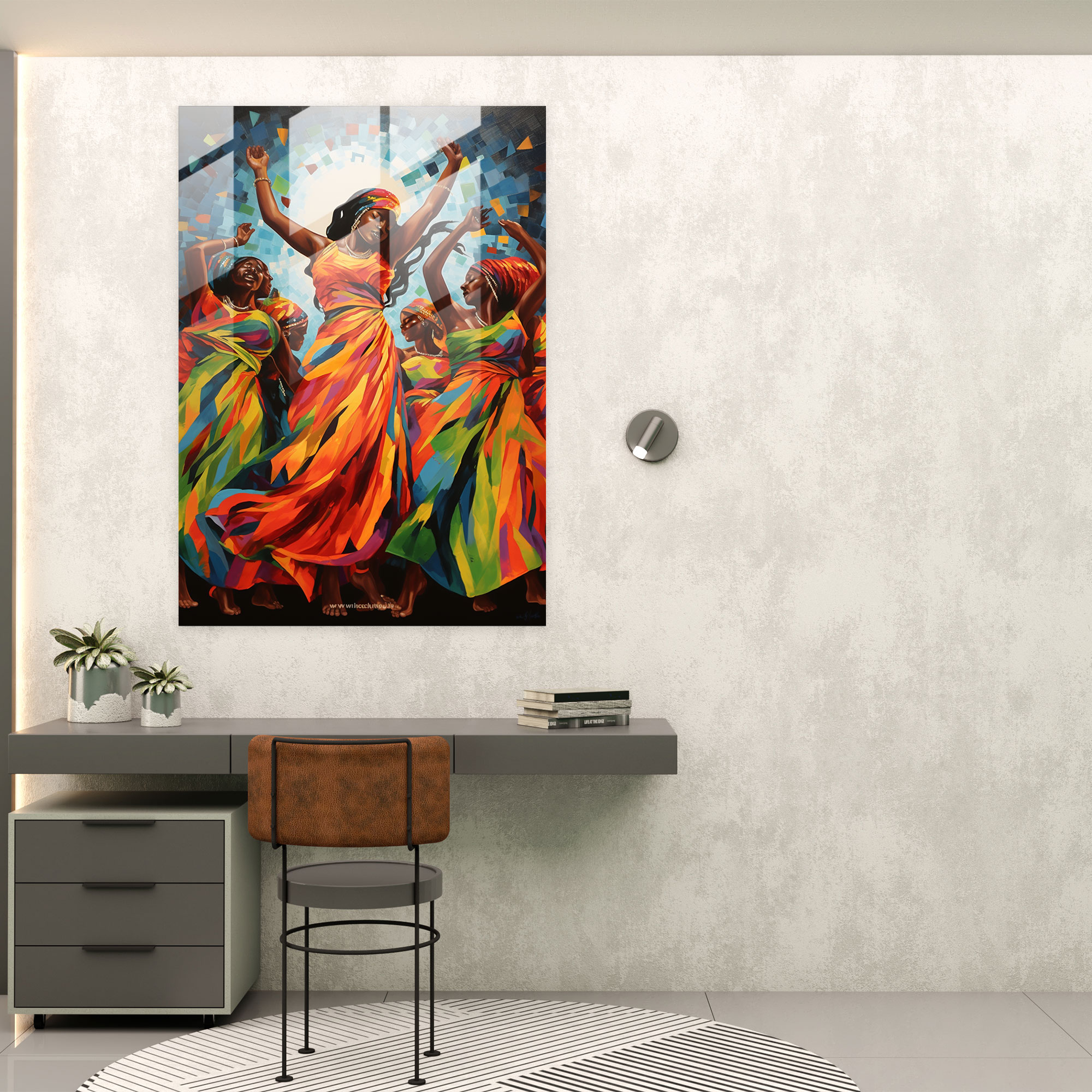 Afro Dancers Glass Print - Afro, Wall Decoration, Glass Wall Art, Glass Art
