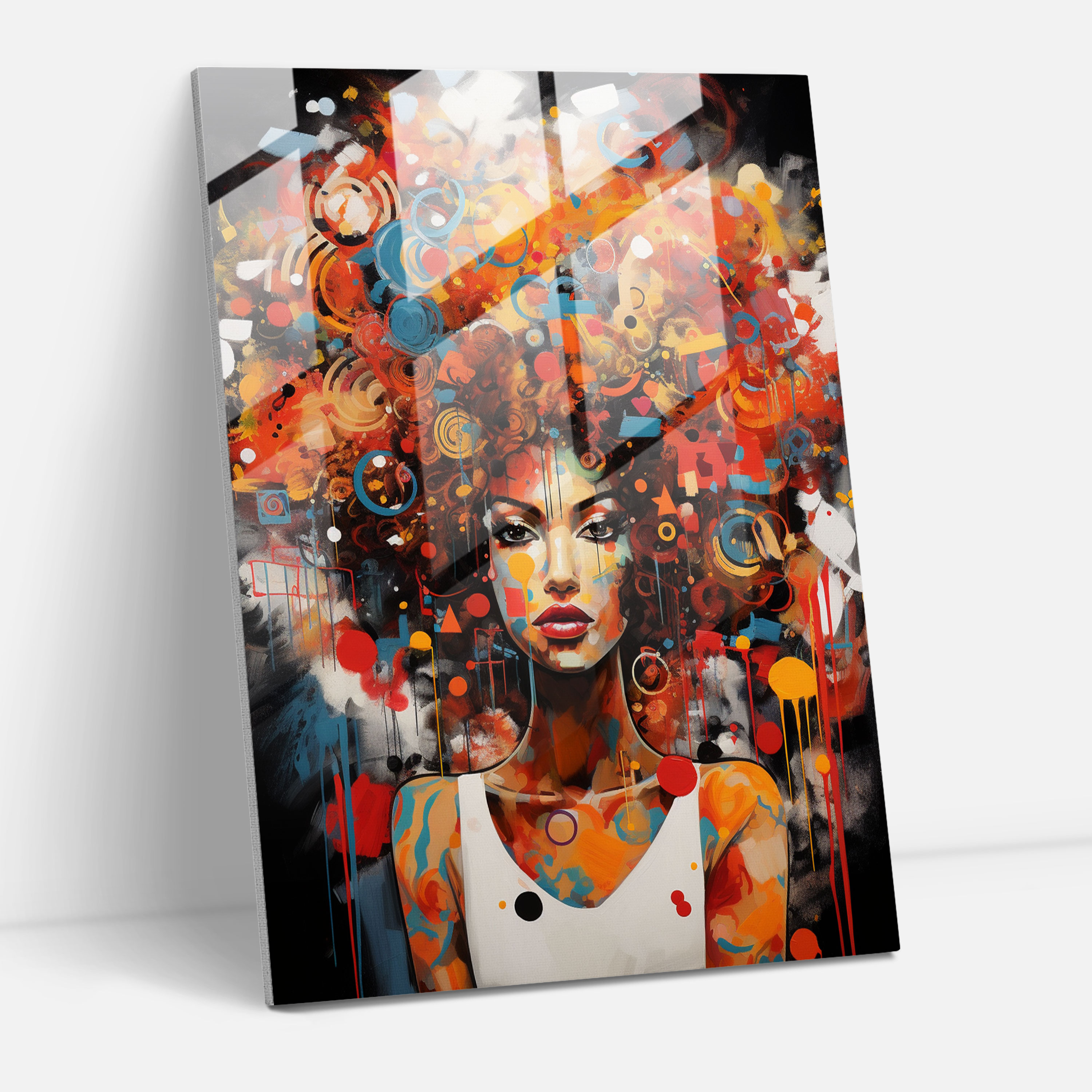 Afro Hairstyles Glass Print - Afro, Glass Art, Modern Art, Glass Print