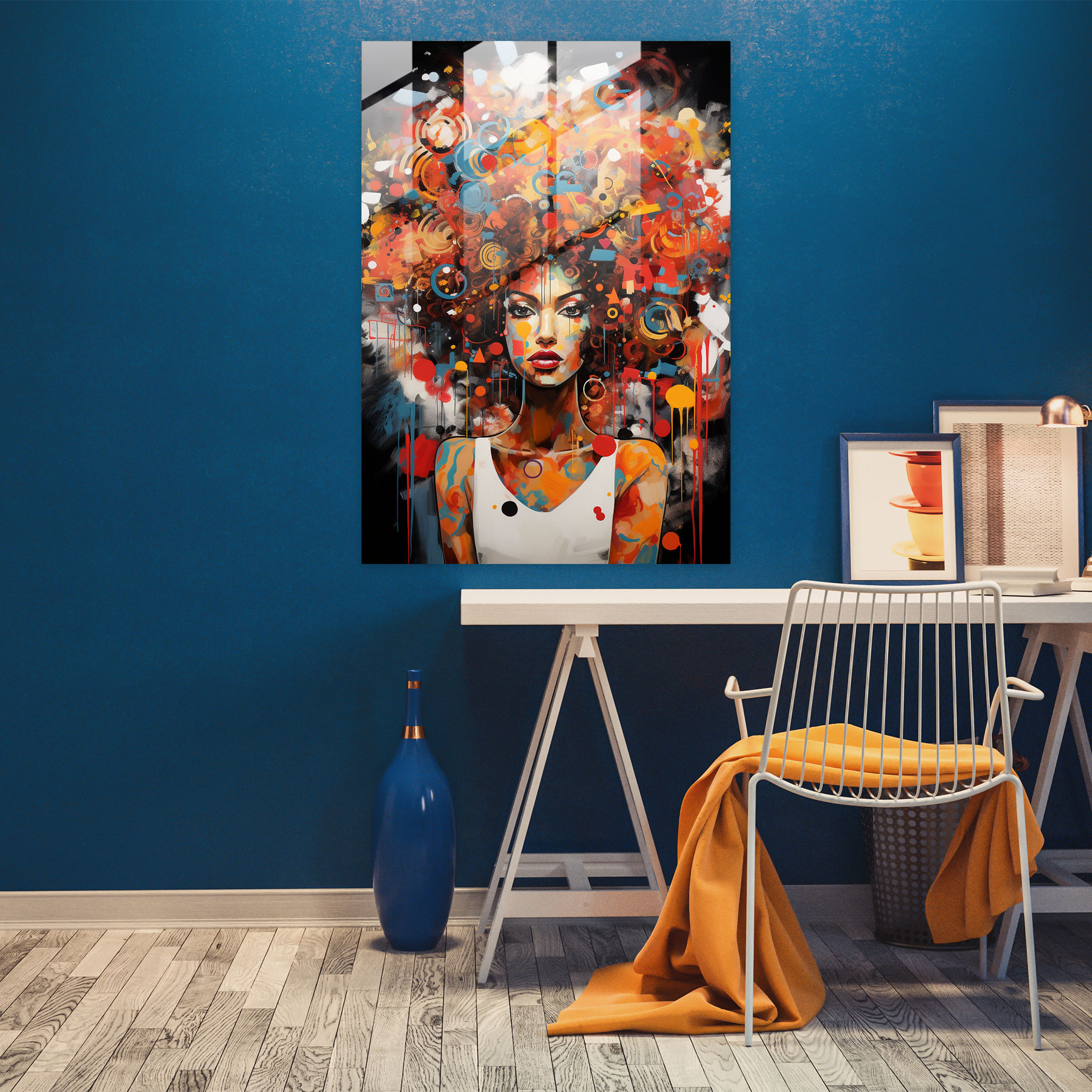 Afro Hairstyles Glass Print - Afro, Glass Art, Modern Art, Glass Print