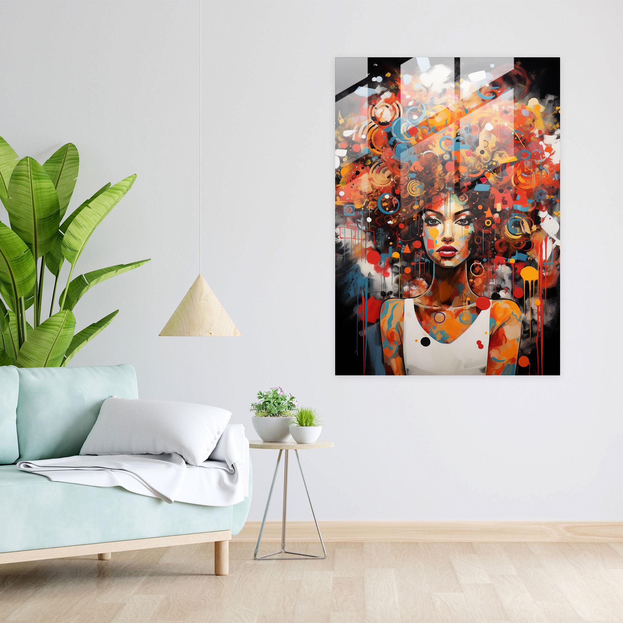 Afro Hairstyles Glass Print - Afro, Glass Art, Modern Art, Glass Print