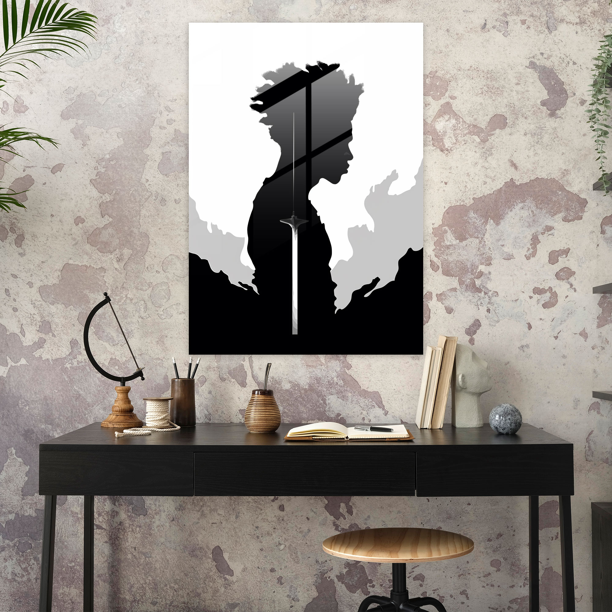 Afro Warrior Glass Print - Afro, Wall Decoration, Resilience, Afro Warrior