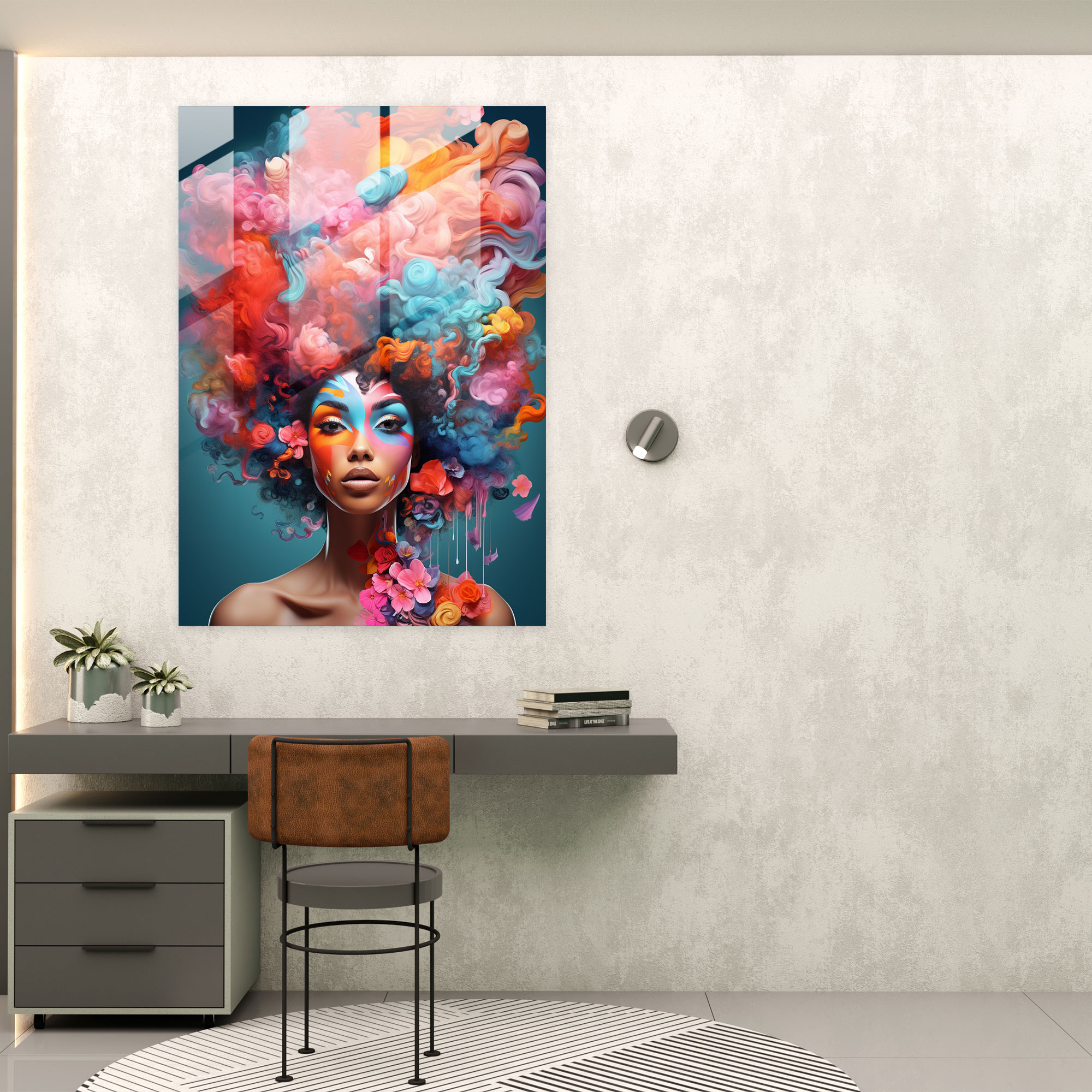 Afro Hairstyles Collage Glass Print - Afro, Individuality, Modern Art, Wall Decoration