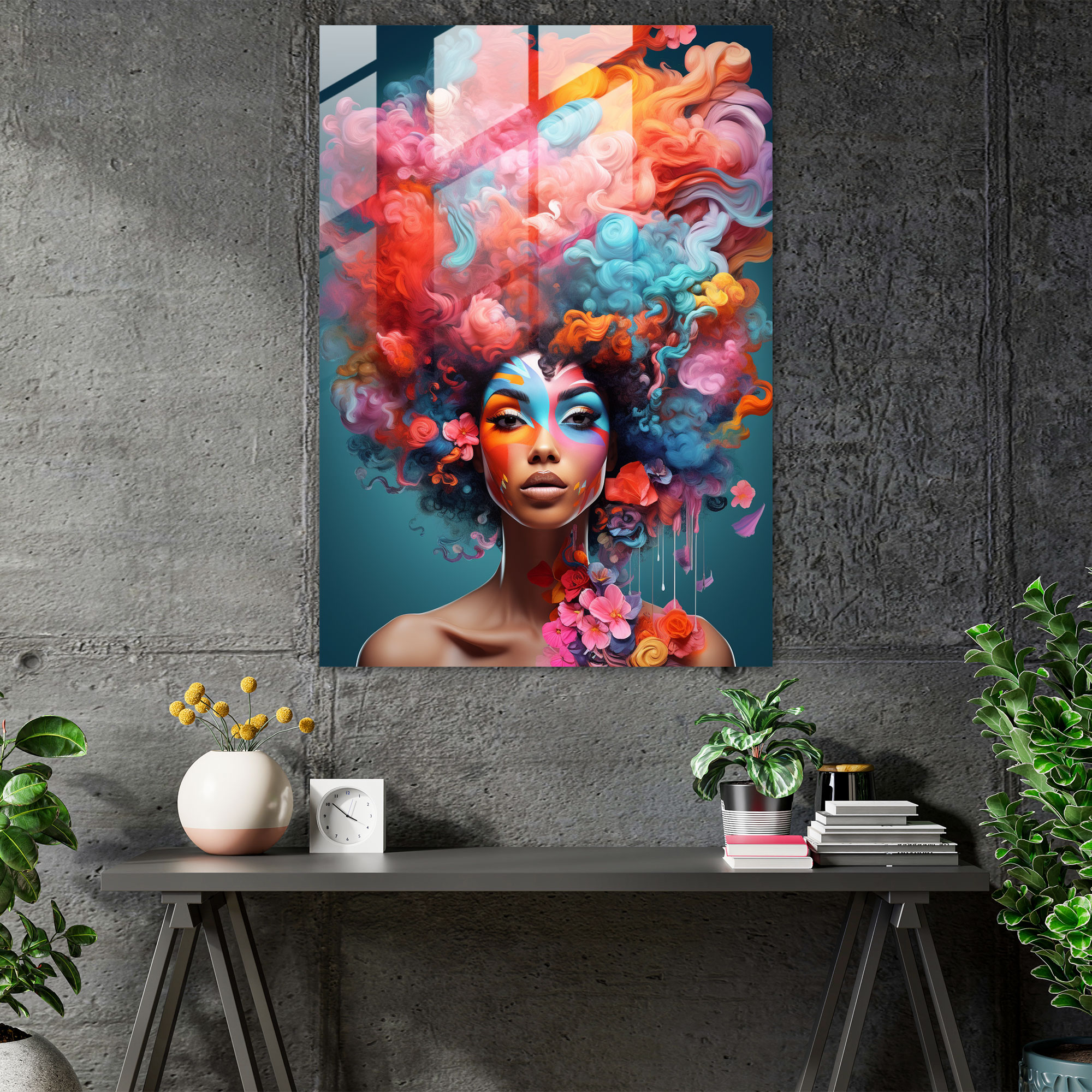 Afro Hairstyles Collage Glass Print - Afro, Individuality, Modern Art, Wall Decoration