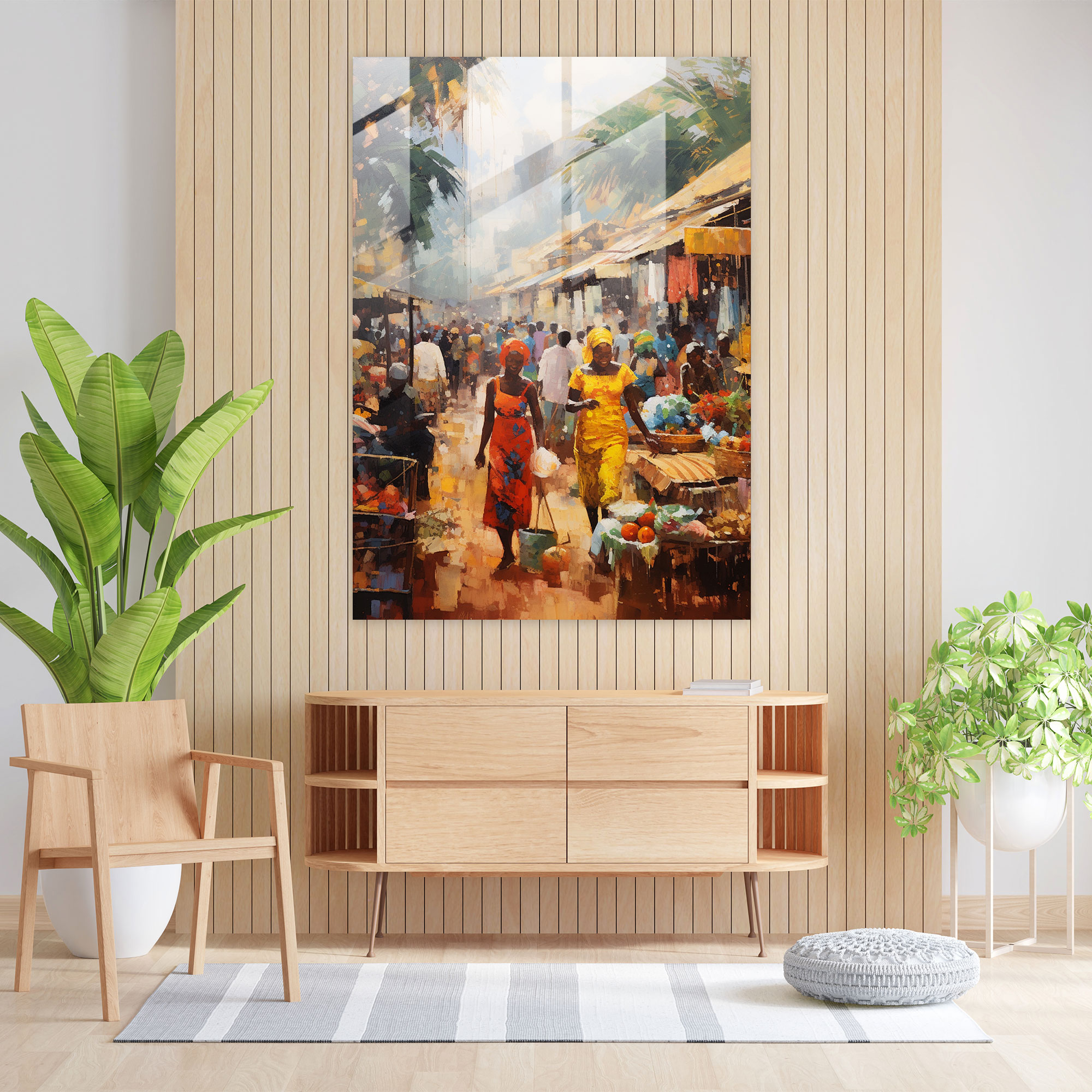 Afro Market Glass Print - Afro, Glass Print, Glass Wall Art, Afro