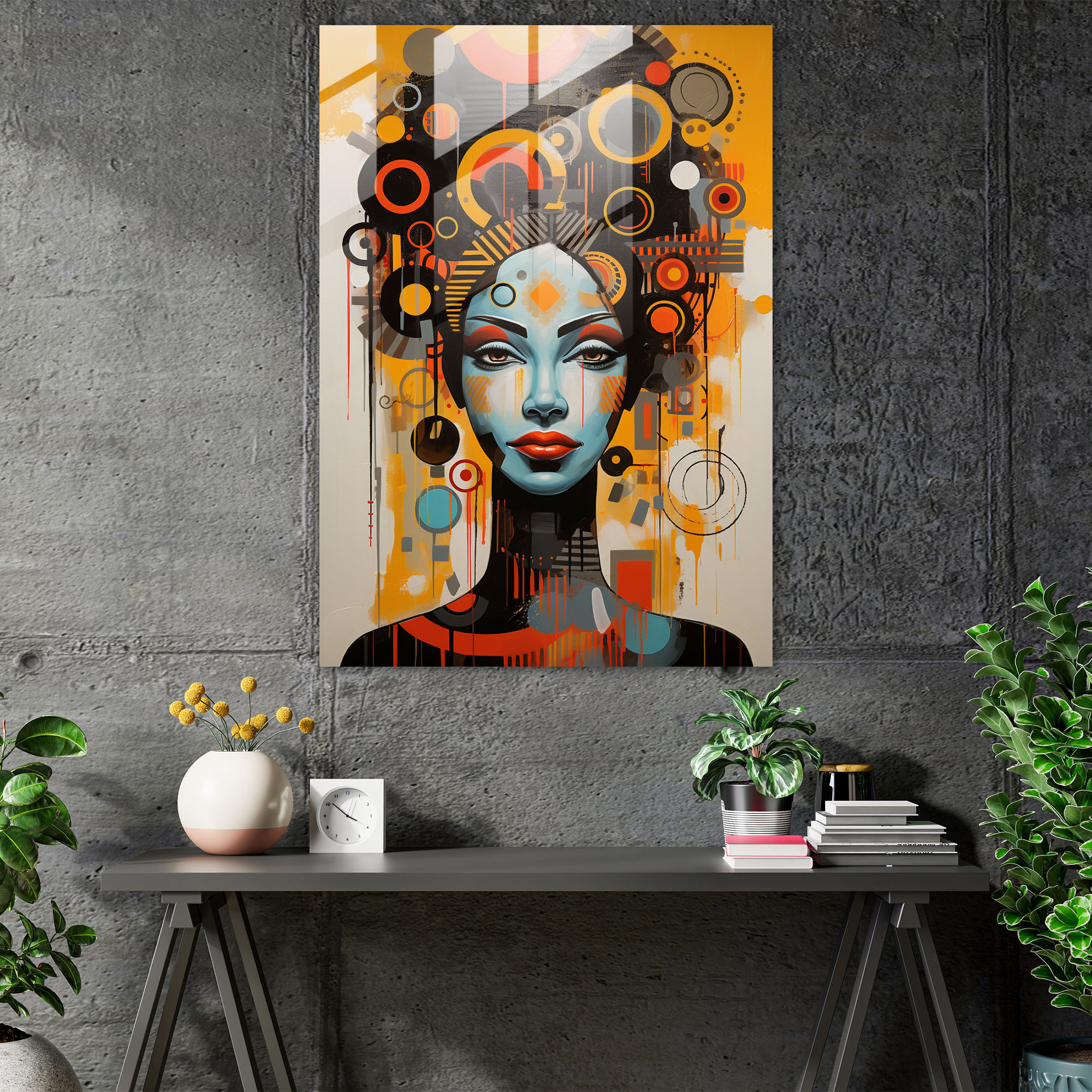 Afro Cam Tablo Sanat Baskısı - Afro Cam Tablo Cam Duvar Sanatı Kültürel Çeşitlilik