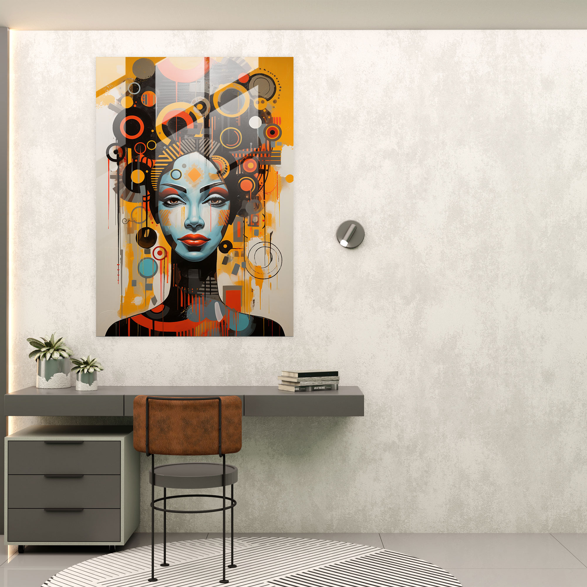Afro Cam Tablo Sanat Baskısı - Afro Cam Tablo Cam Duvar Sanatı Kültürel Çeşitlilik