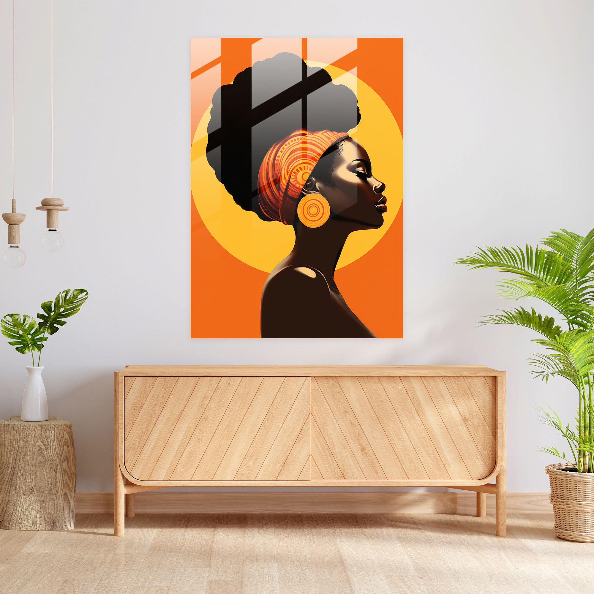 Afro Silhouette Glass Print - Afro, Home Decoration, African Women, Beauty