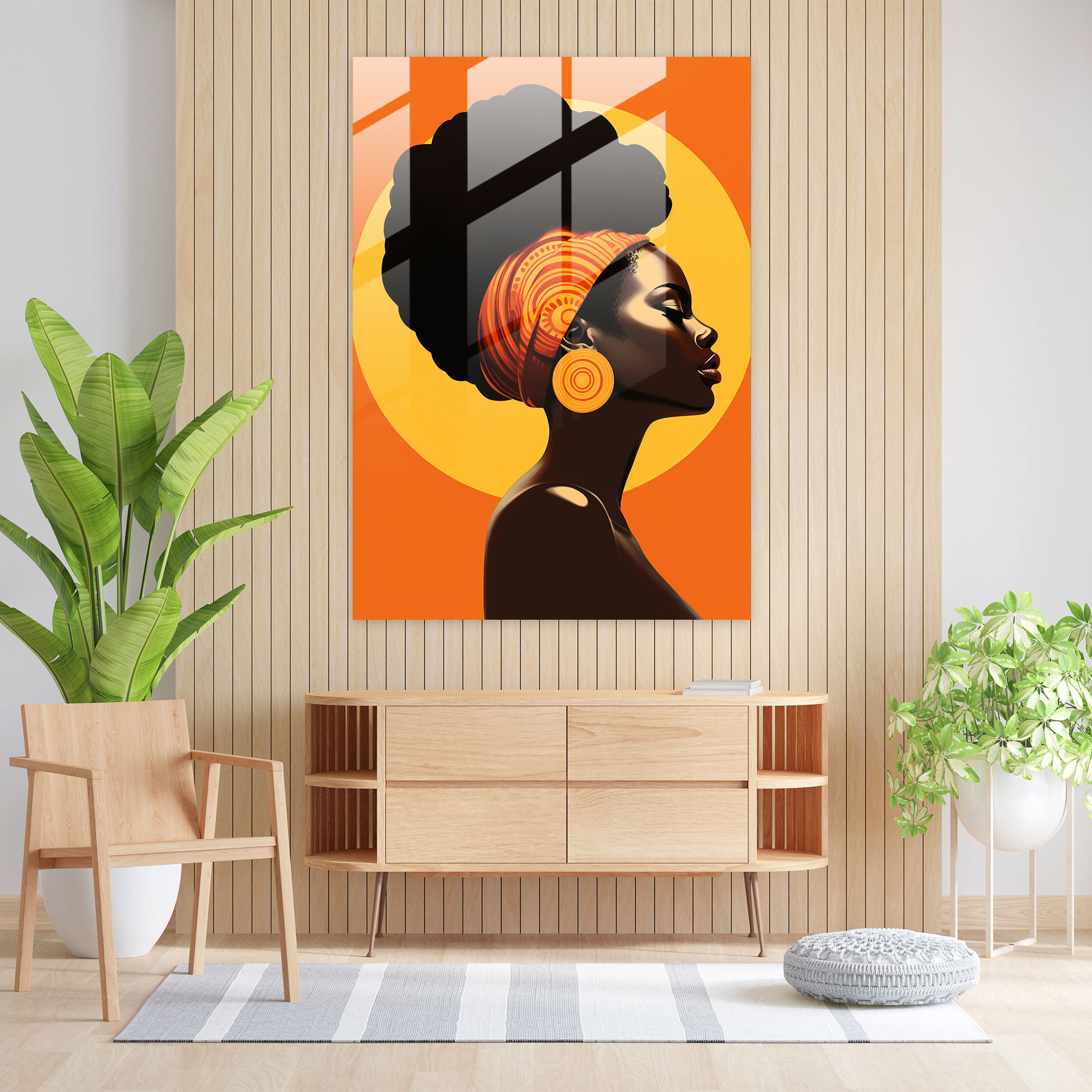Afro Silhouette Glass Print - Afro, Home Decoration, African Women, Beauty