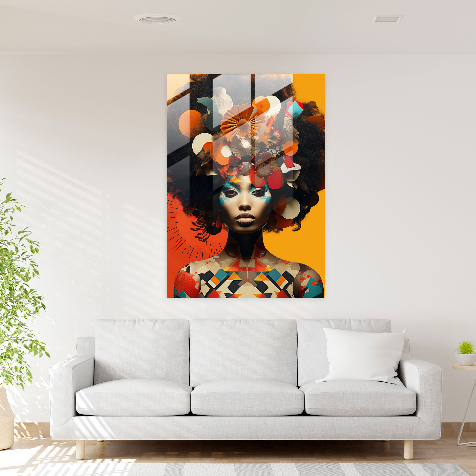 Afro Montage Glass Print - Afro, Afro-Inspired Textures, Afro, Home Decoration