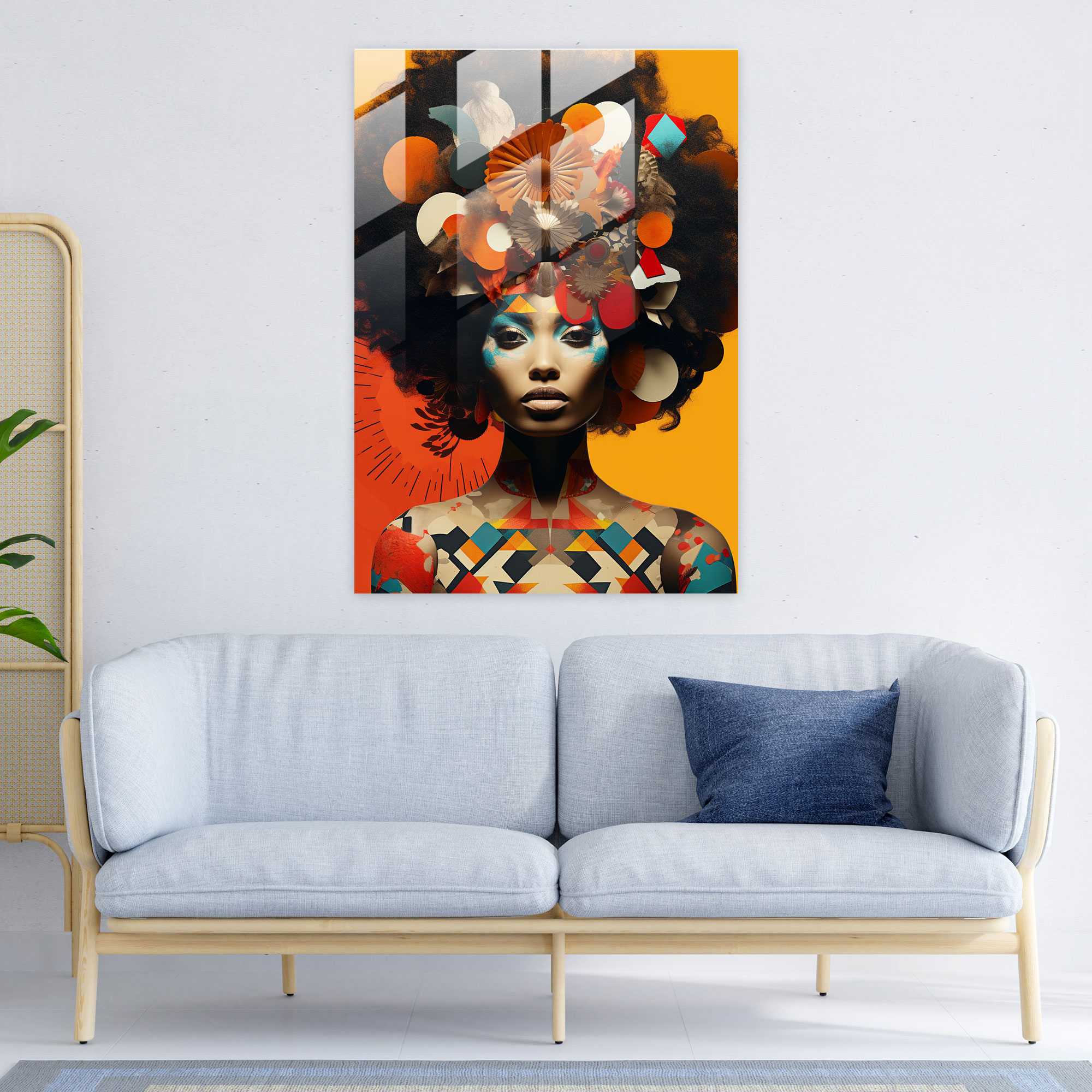 Afro Montage Glass Print - Afro, Afro-Inspired Textures, Afro, Home Decoration